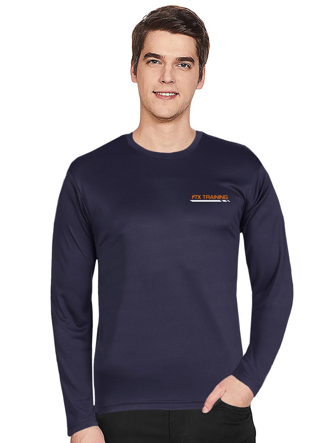 

FTX Men Navy Blue Full Sleeve Regular Fit T-shirt