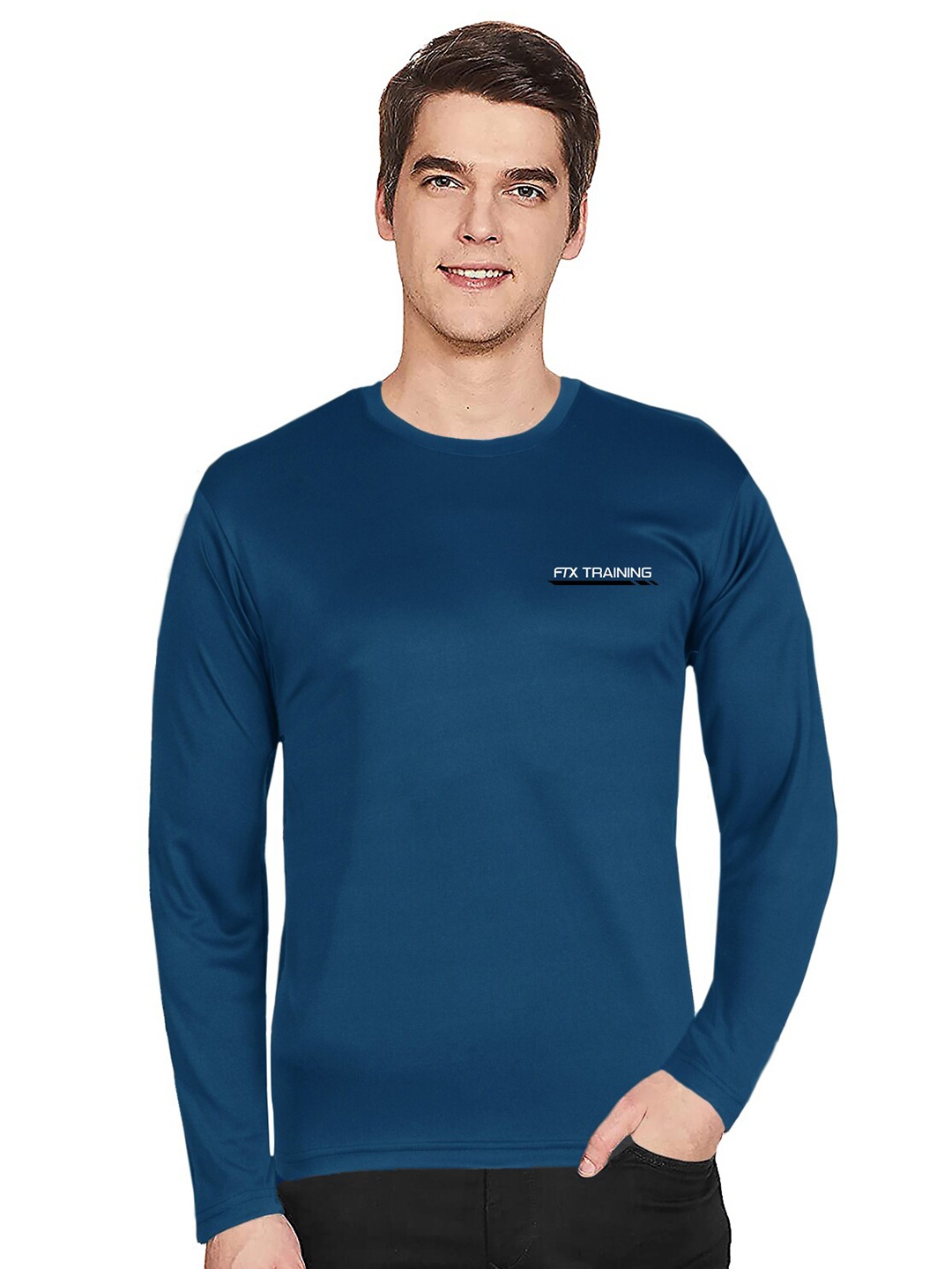 

FTX Men Blue Solid T-shirt