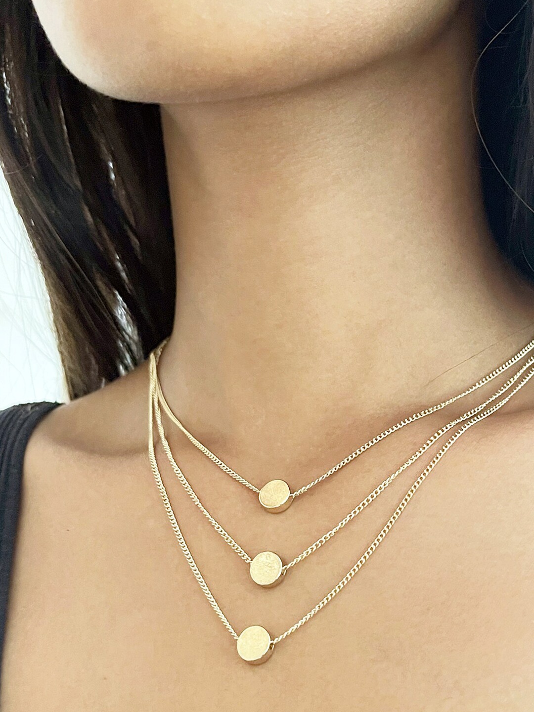 

Ayesha Circle Pendant Layered Necklace, Gold