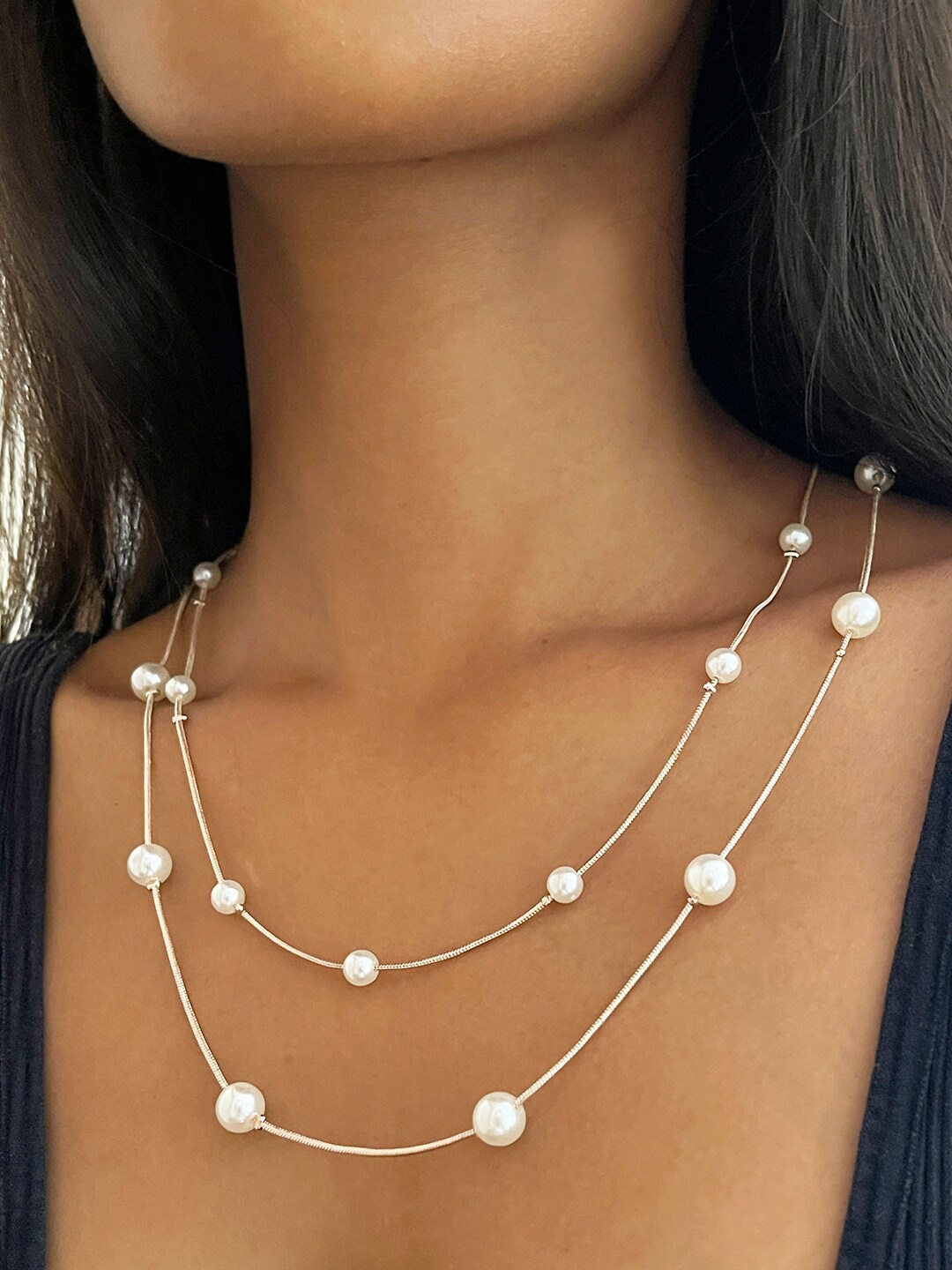 

Ayesha Pearl Layered Necklace, Rose gold