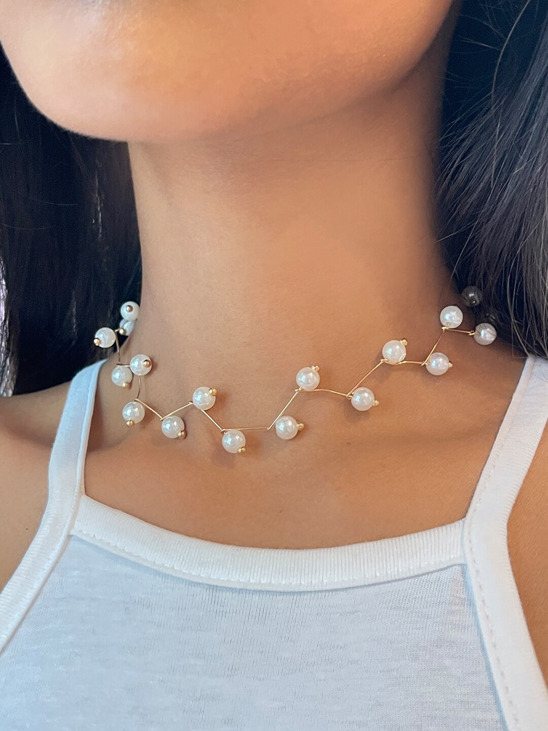 

Ayesha Gold-Plated Gold-Toned & White Metal Artificial Beads Necklace