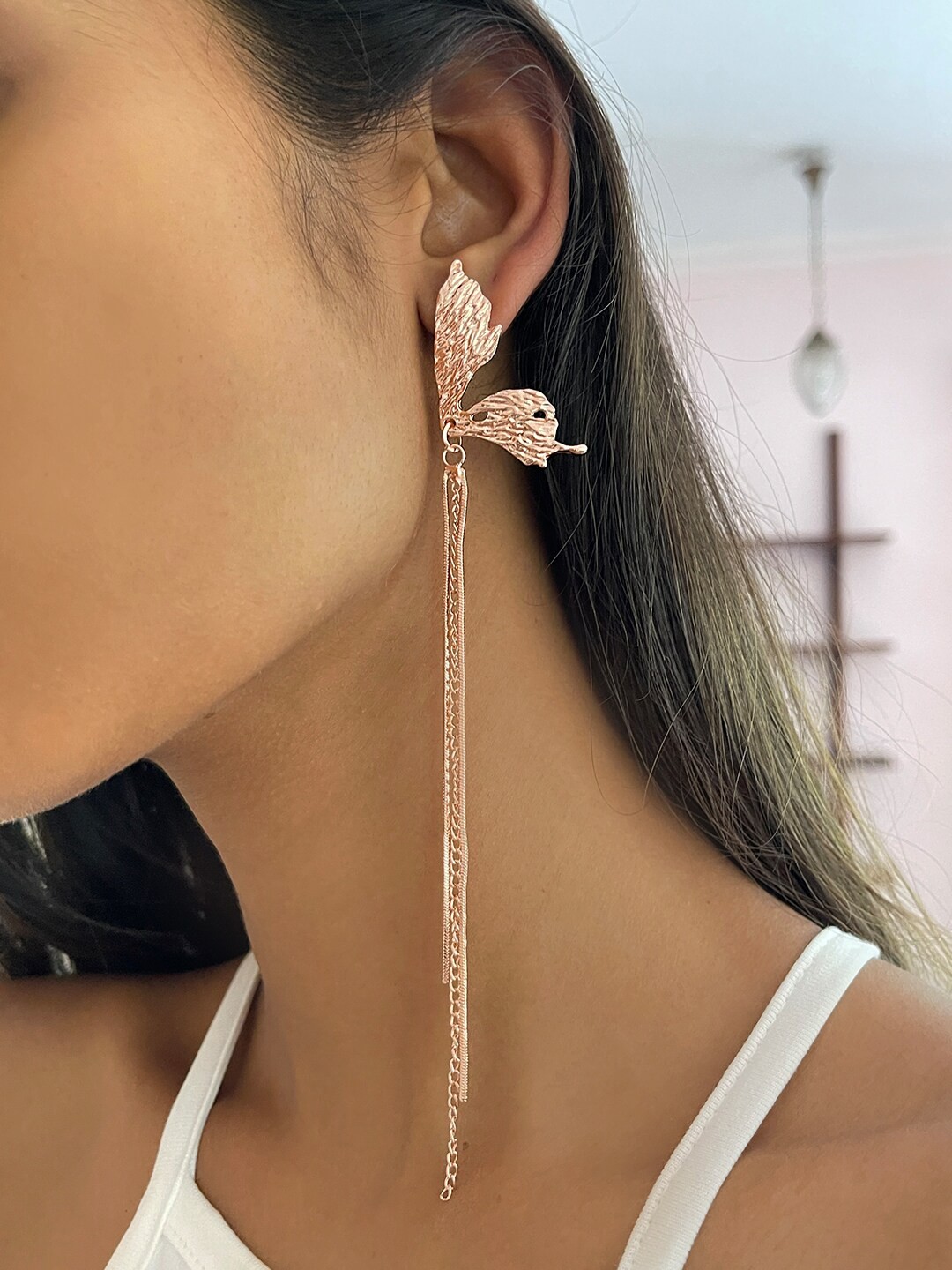

Ayesha Women Rose Gold-Plated Metal Contemporary Drop Earrings