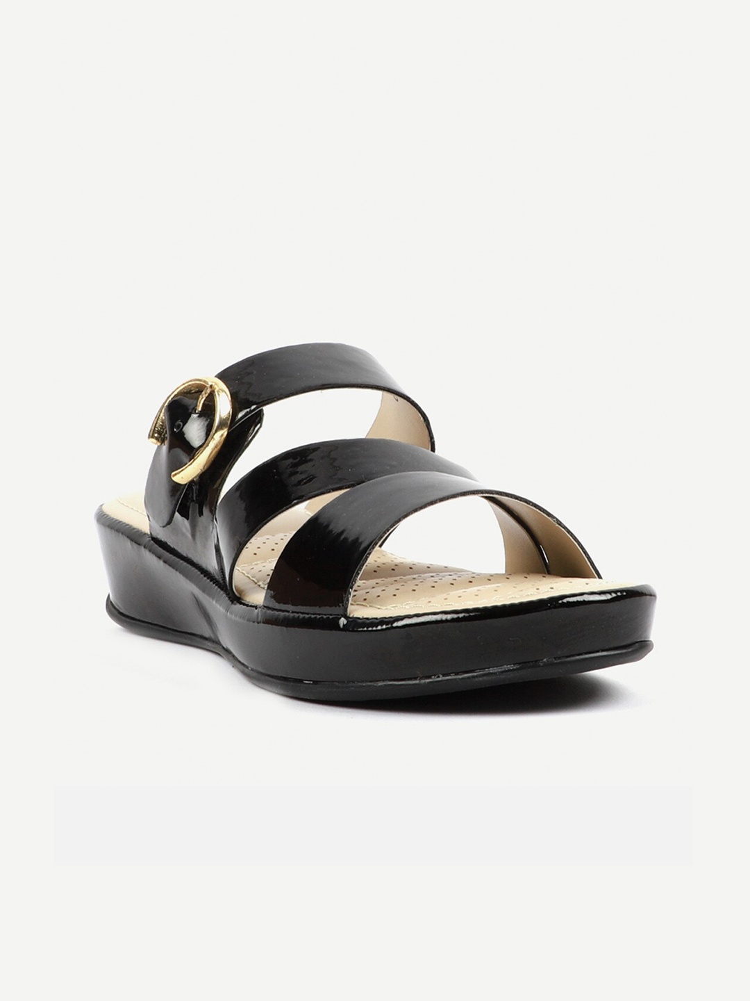 

Carlton London Women Black Open Toe Buckle Flats Sandal