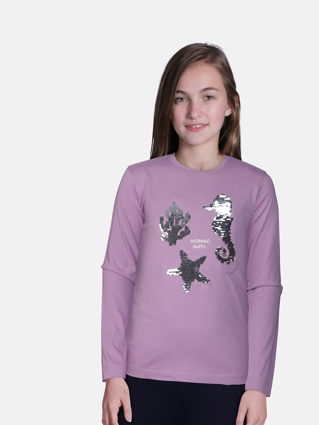 

Gini and Jony Girls Purple Embellished Top
