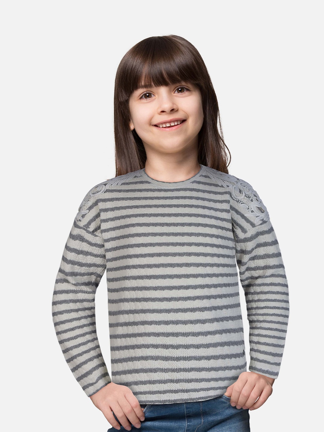 

Gini and Jony Girls Grey Striped Top