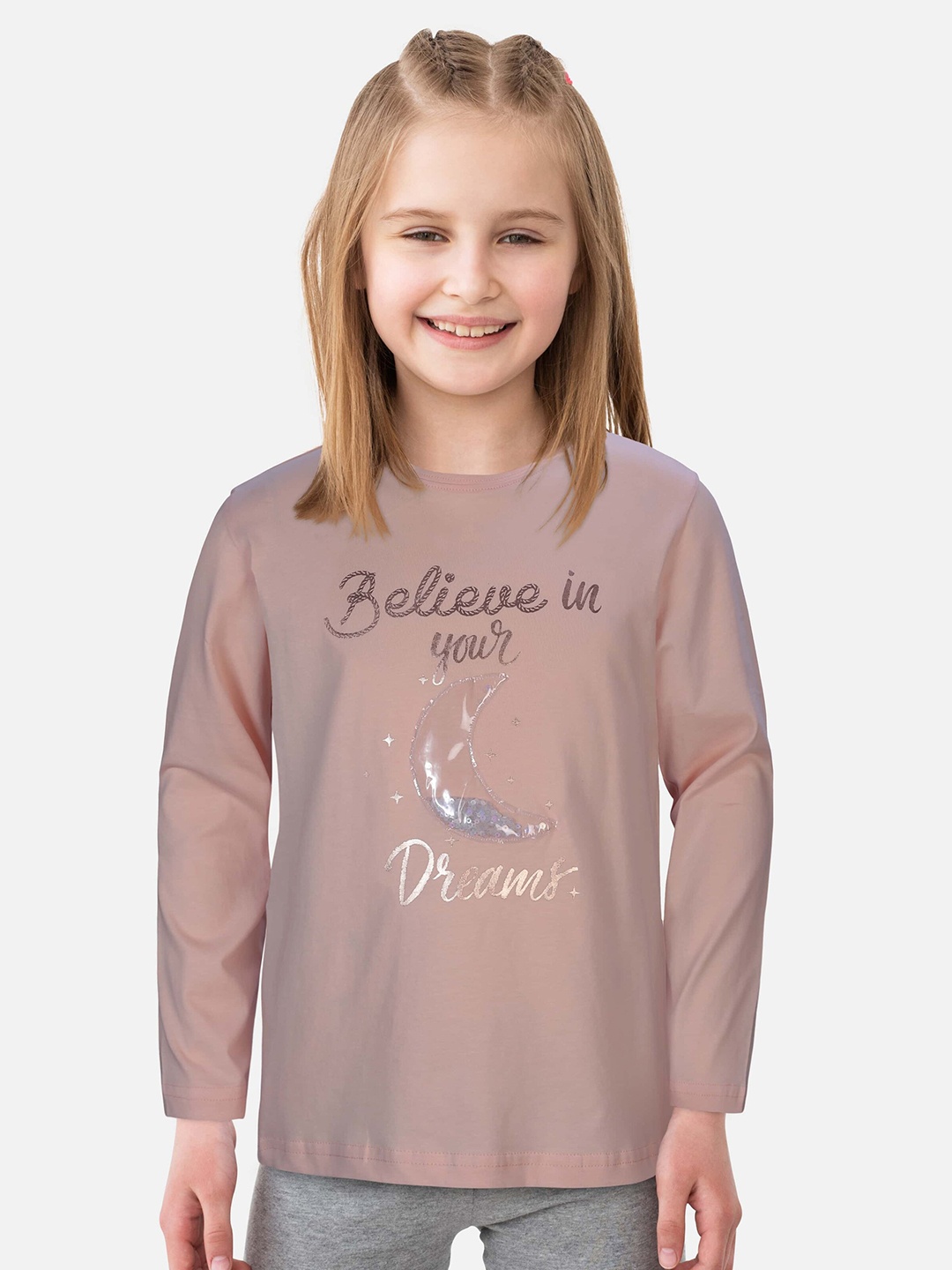 

Gini and Jony Peach-Coloured Print Top