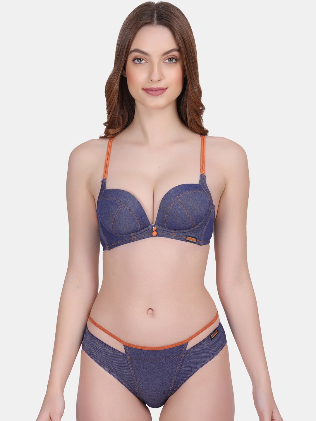 

Amour Secret Women Blue Solid Lightly Padded Lingerie Set PB1802_Blu