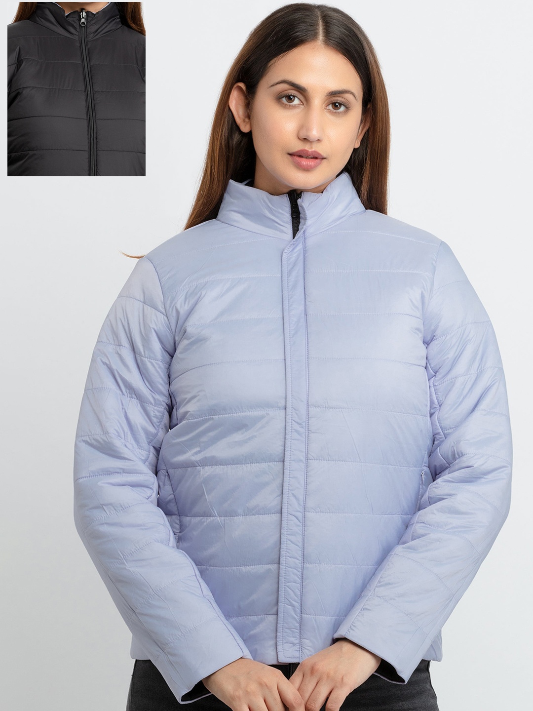 

Status Quo Women Black & Blue Reversible Puffer Jacket