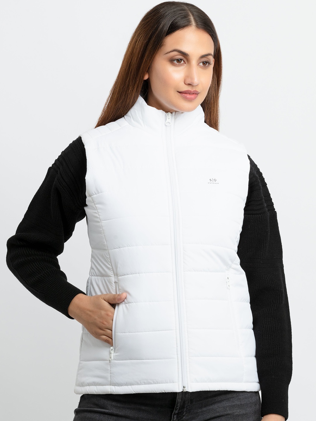 

Status Quo Women White Puffer Jacket