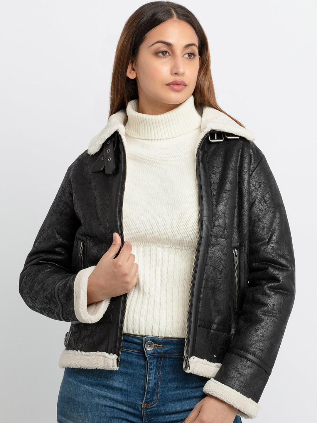 

Status Quo Women Black Textured Tailored Jacket