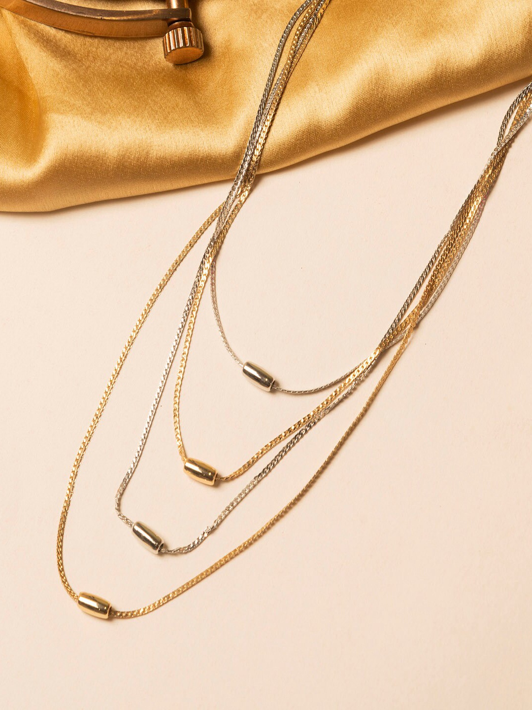 

Jewelz Gold-Toned & Silver-Toned Gold-Plated Layered Necklace