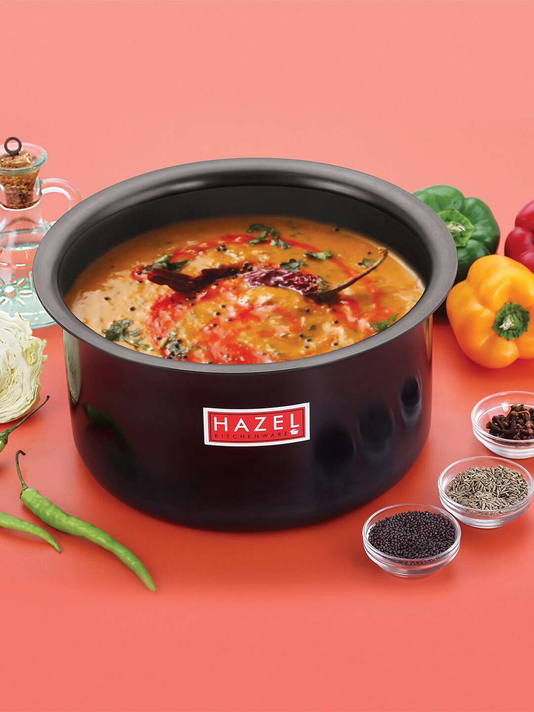 

HAZEL Black Induction base Aluminium Tope with Lid 1.2 L