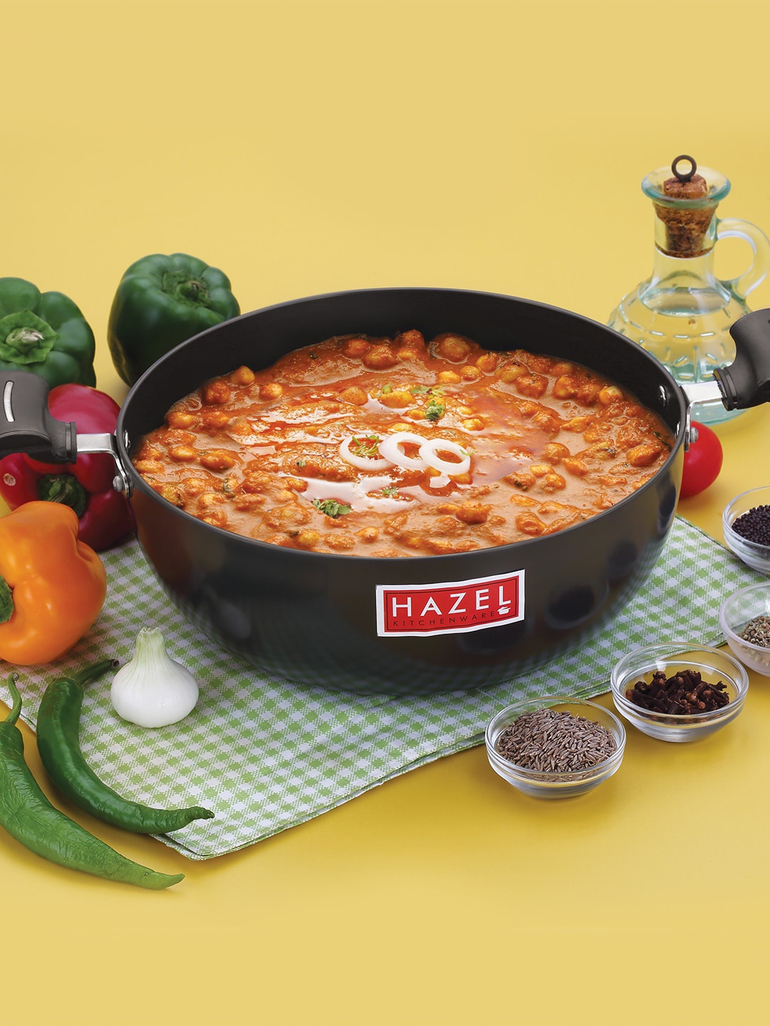 

HAZEL Black Induction Base Aluminium Kadai With Lid & Handle 4.4 L