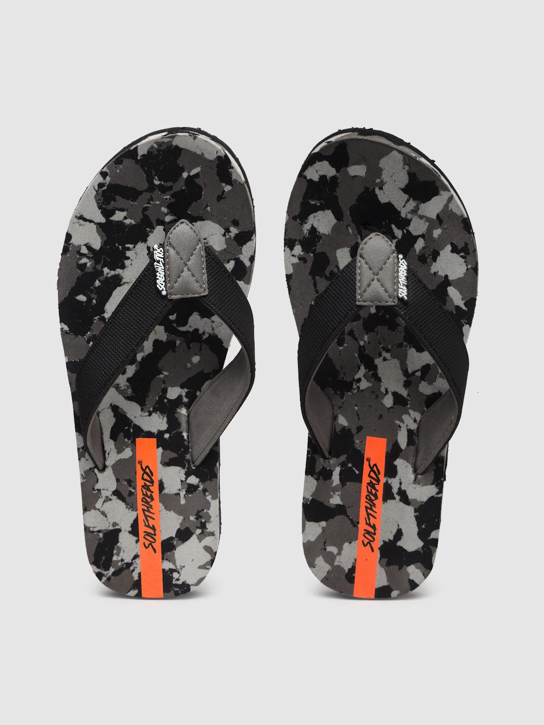 

Solethreads Unisex Kids Black & Orange Printed Thong Flip-Flops