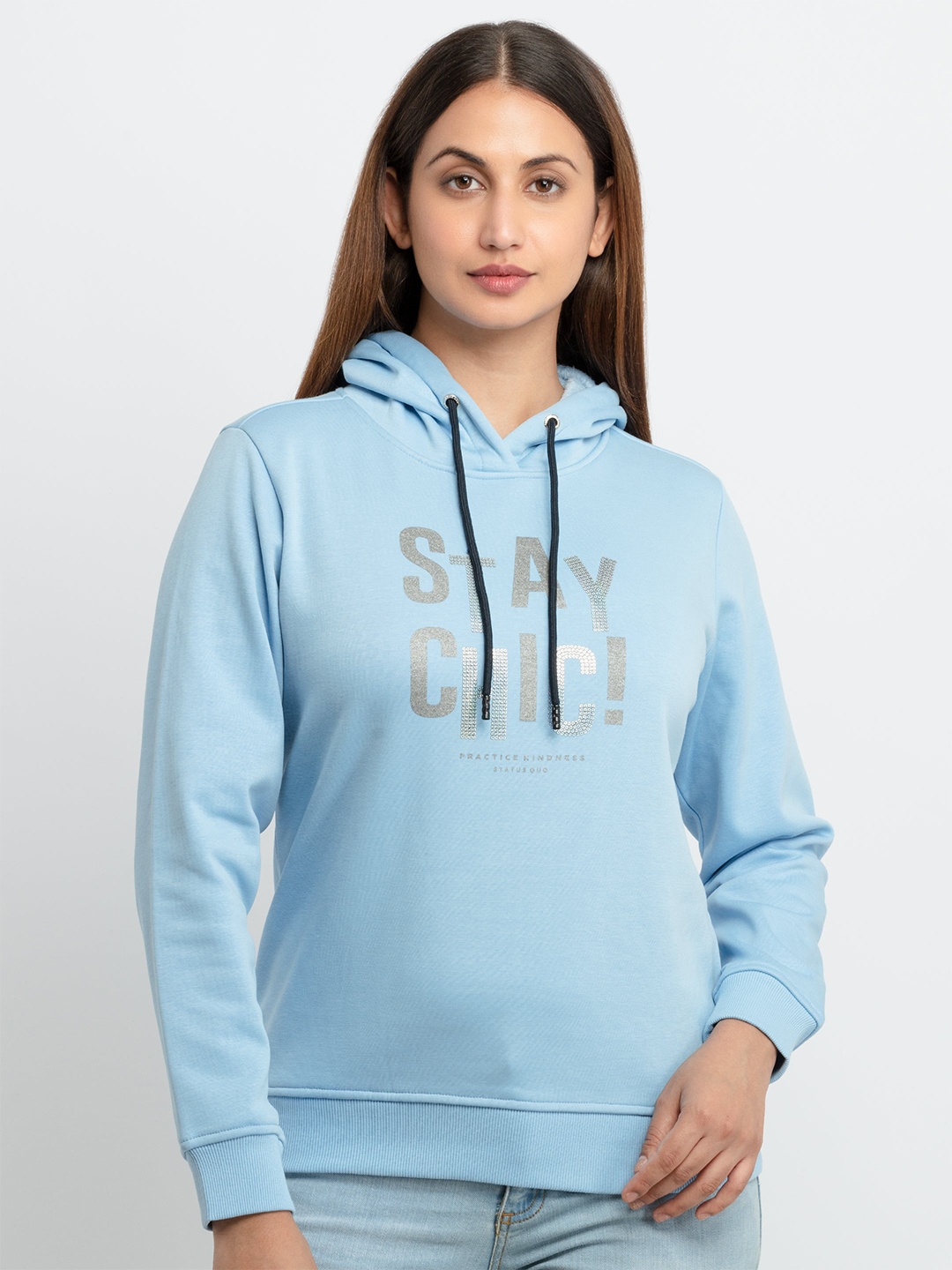 

Status Quo Women Blue Printed Sweatshirt