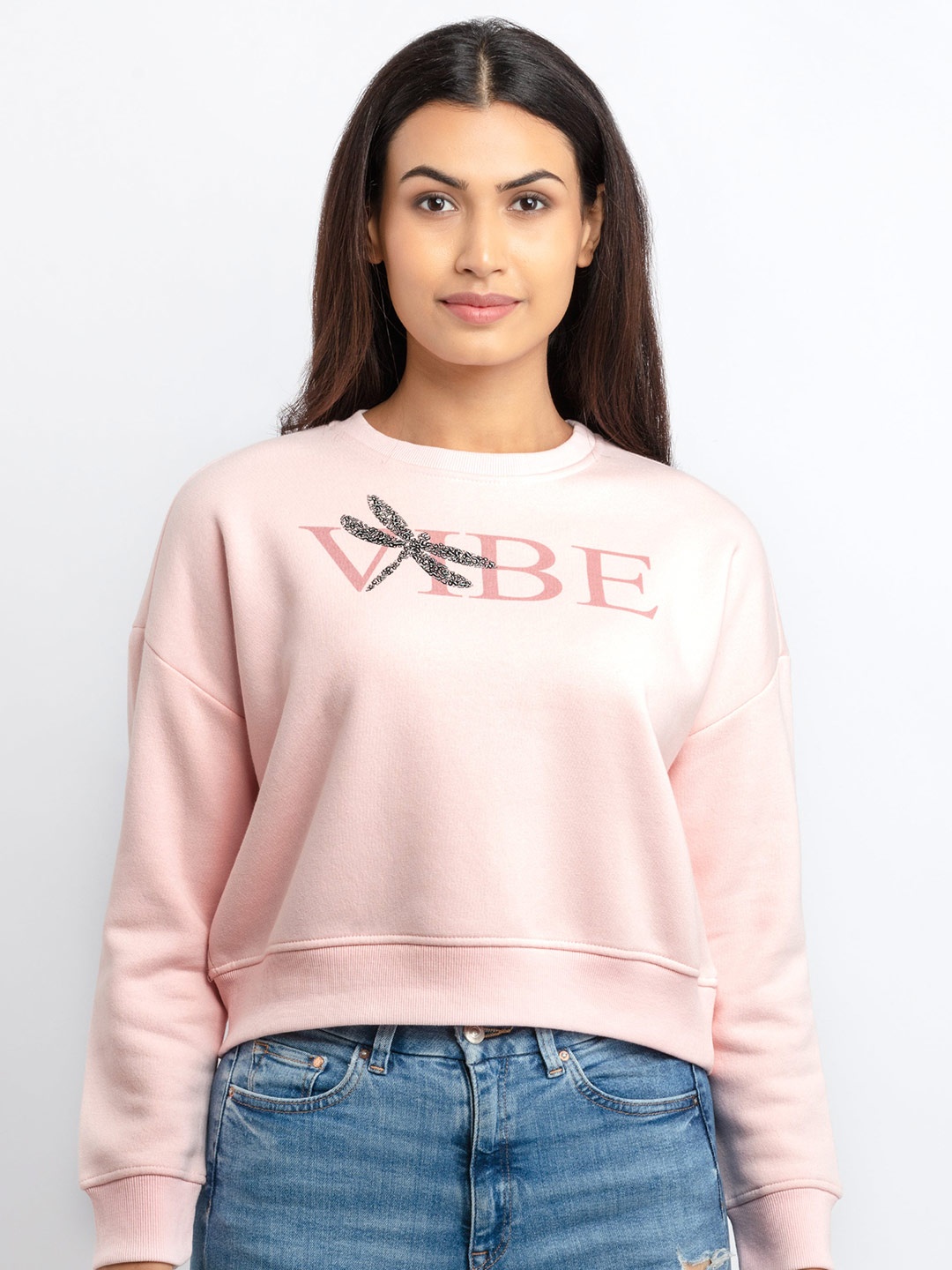 

Status Quo Women Pink Printed Sweatshirt