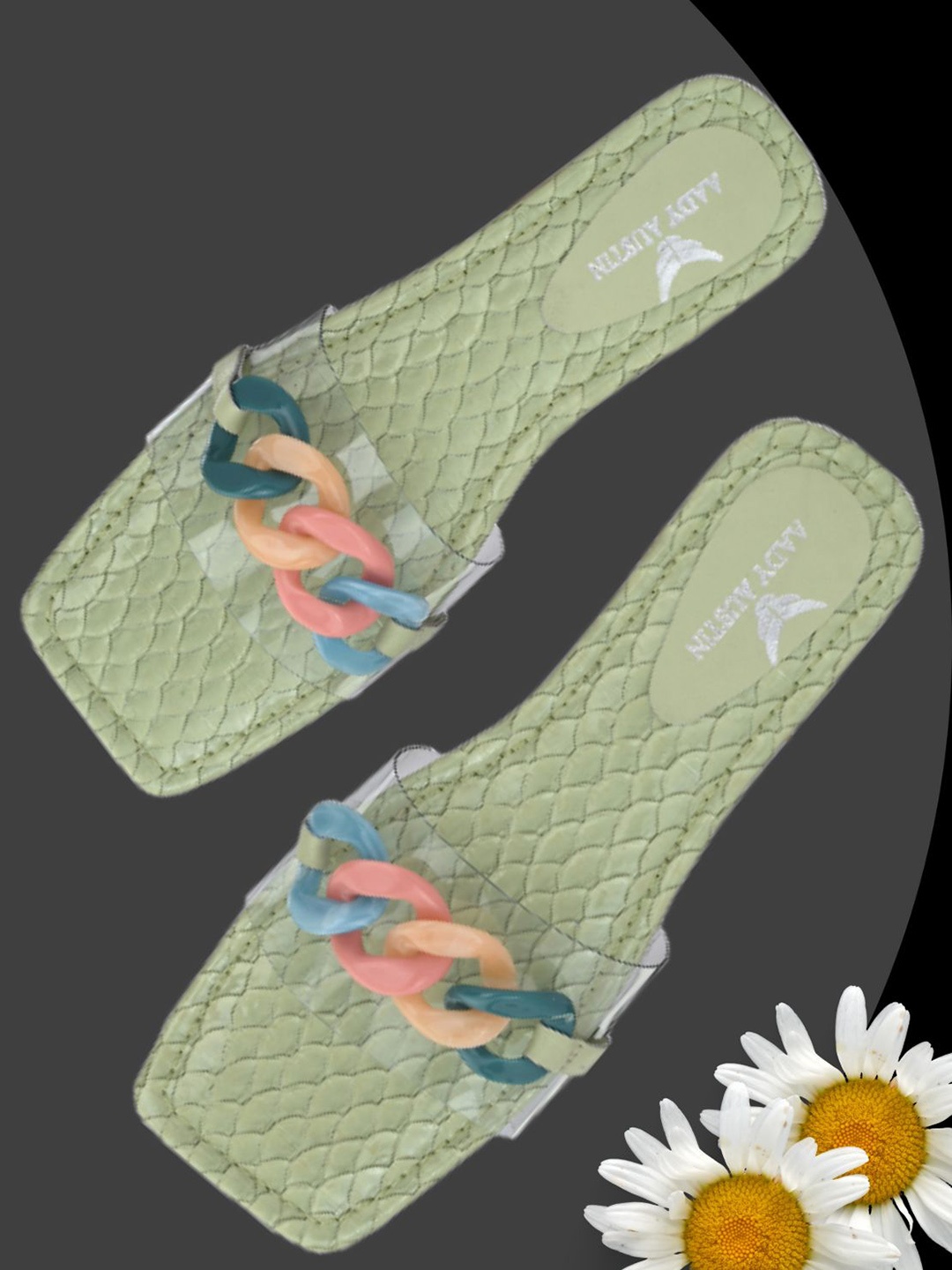 

AADY AUSTIN Women Green Open Toe Flats