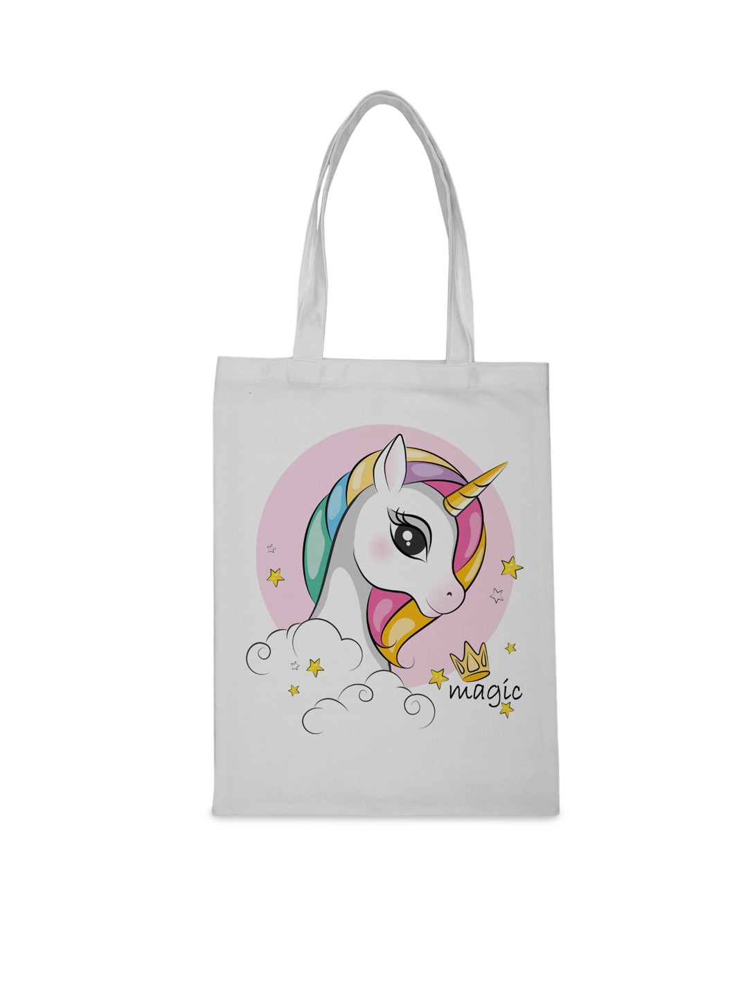 

Crazy Corner White Printed Shopper Tote Bag with Applique