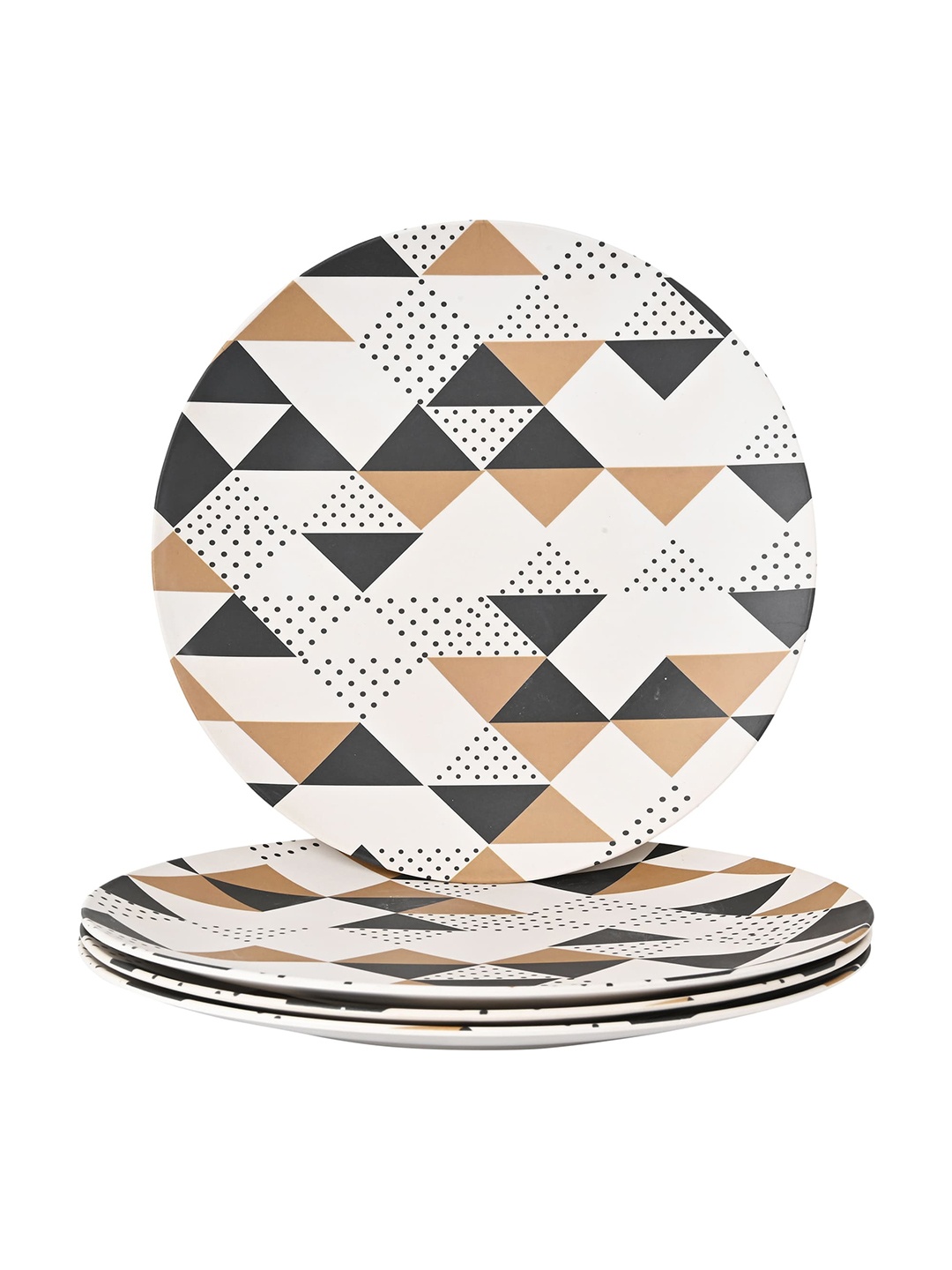 

earthism Pack of 4 Black & White Printed Bamboo Matte Plates