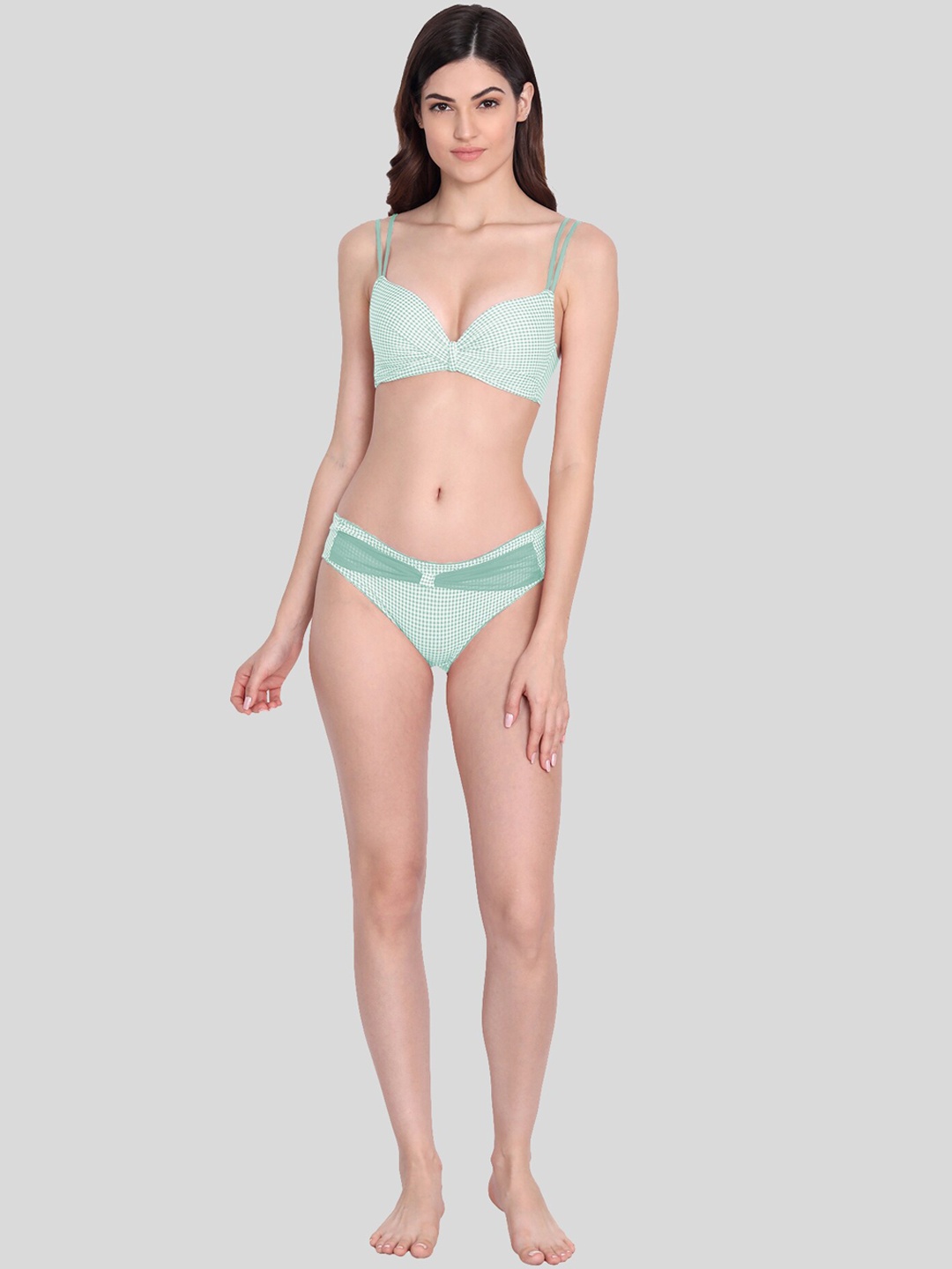 

3mads Women Green Self Design Lingerie Set SP003_G