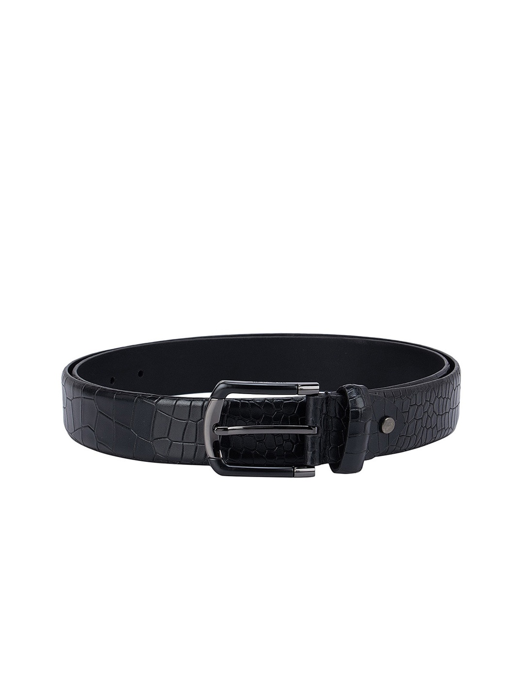 

Da Milano Men Black Textured Leather Formal Belt