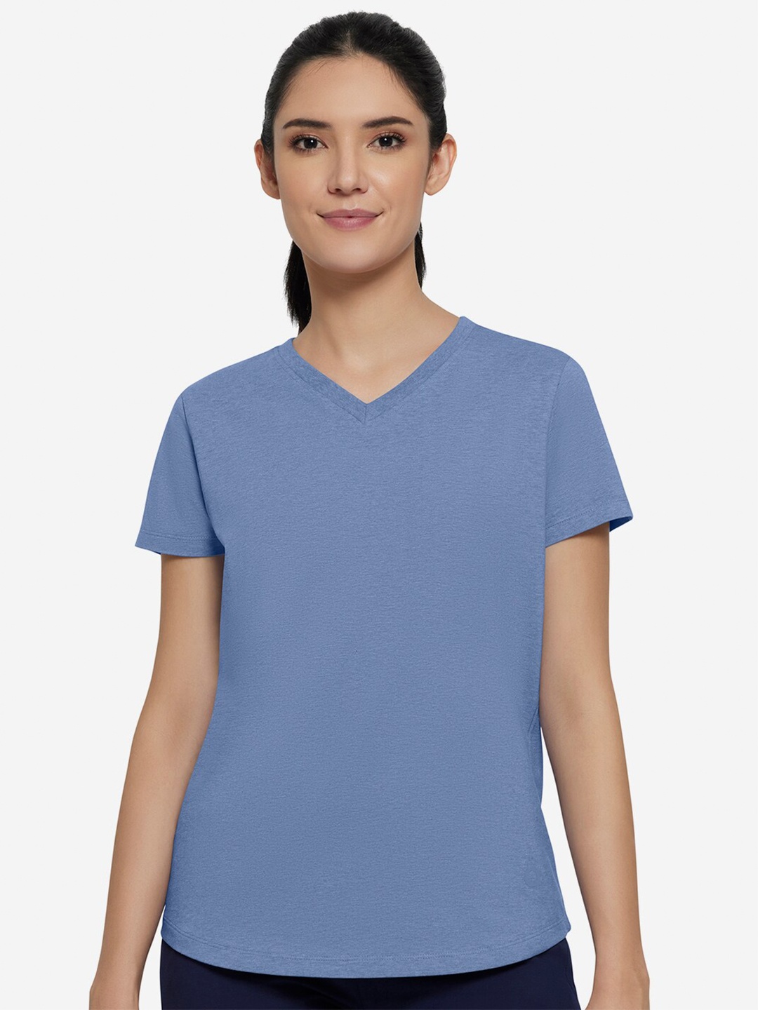 

Amante Women Blue V-Neck T-shirt
