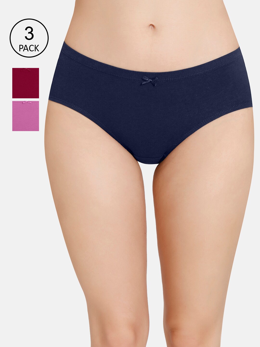 

Amante Women Pack Of 3 Solid Mid Rise Hipster Briefs, Pink