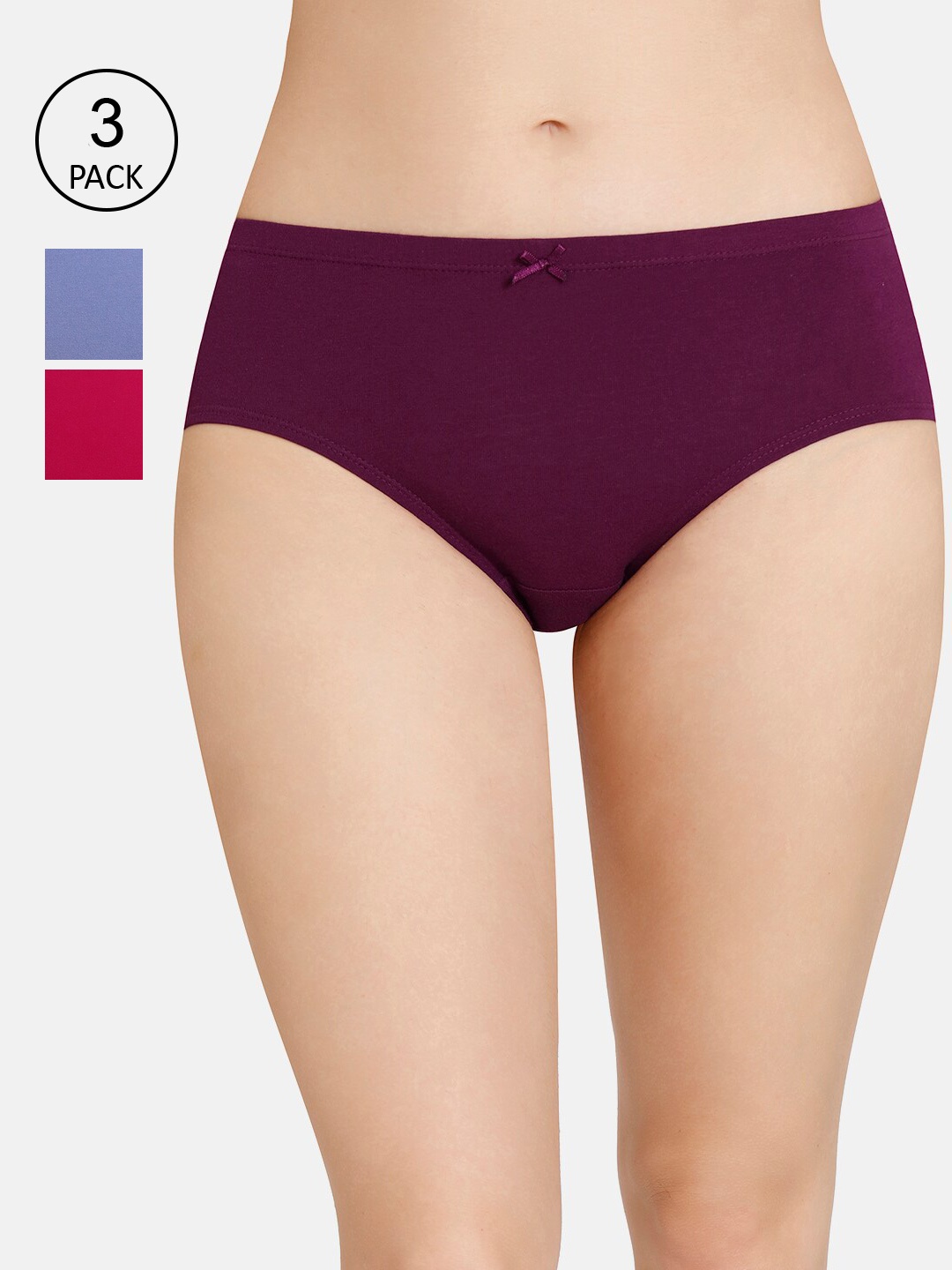 

Amante Women Solid Pack of 3 Mid Rise Hipster Brief - PPK43005, Magenta