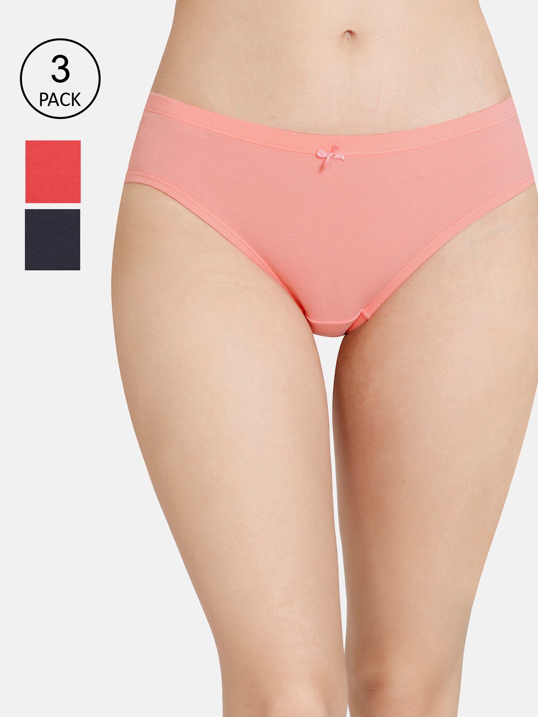 

Amante Women Solid Pack of 3 Mid Rise Bikini Briefs PPK33005, Red