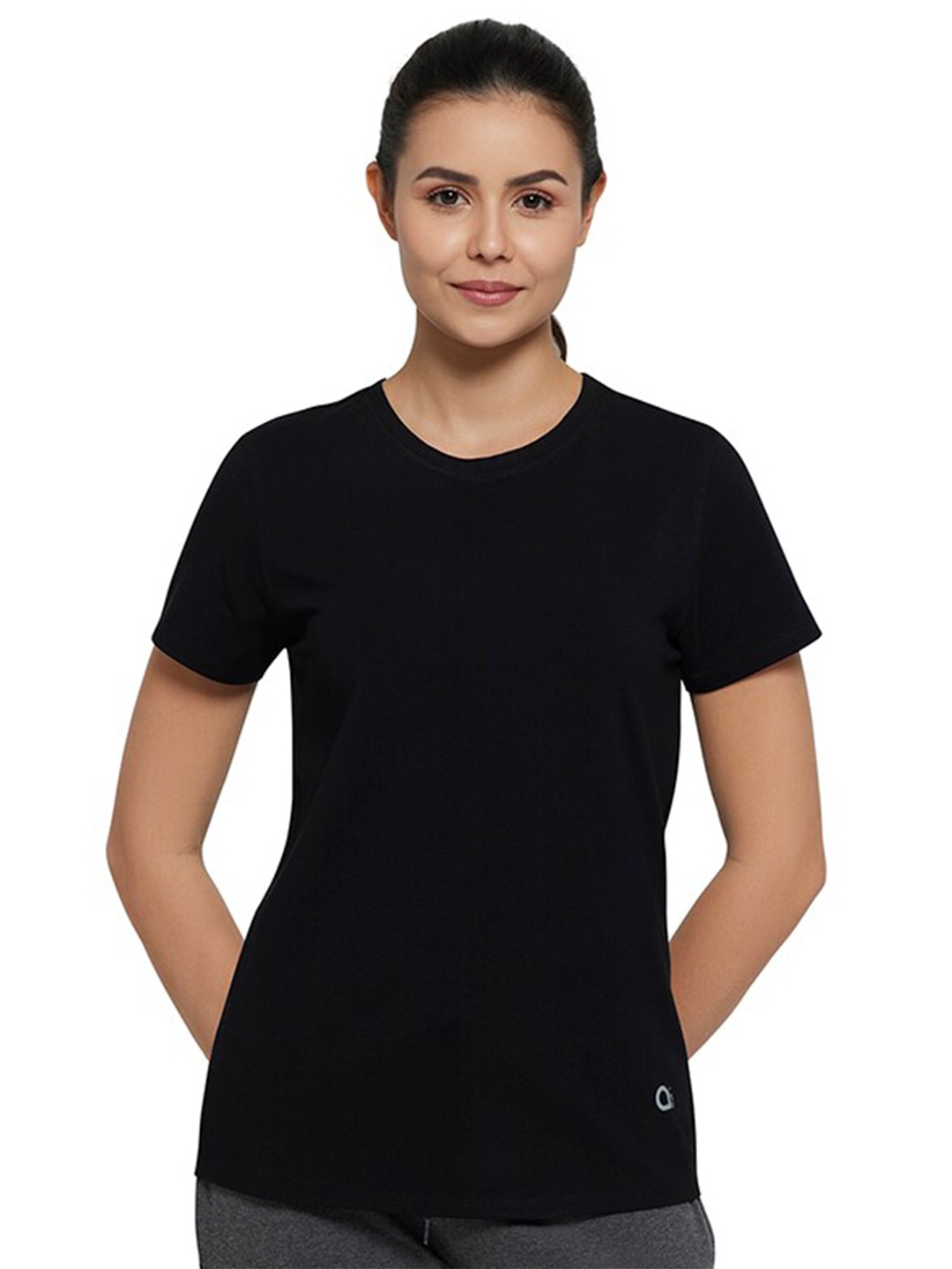 

Amante Women Black Raw Edge T-shirt