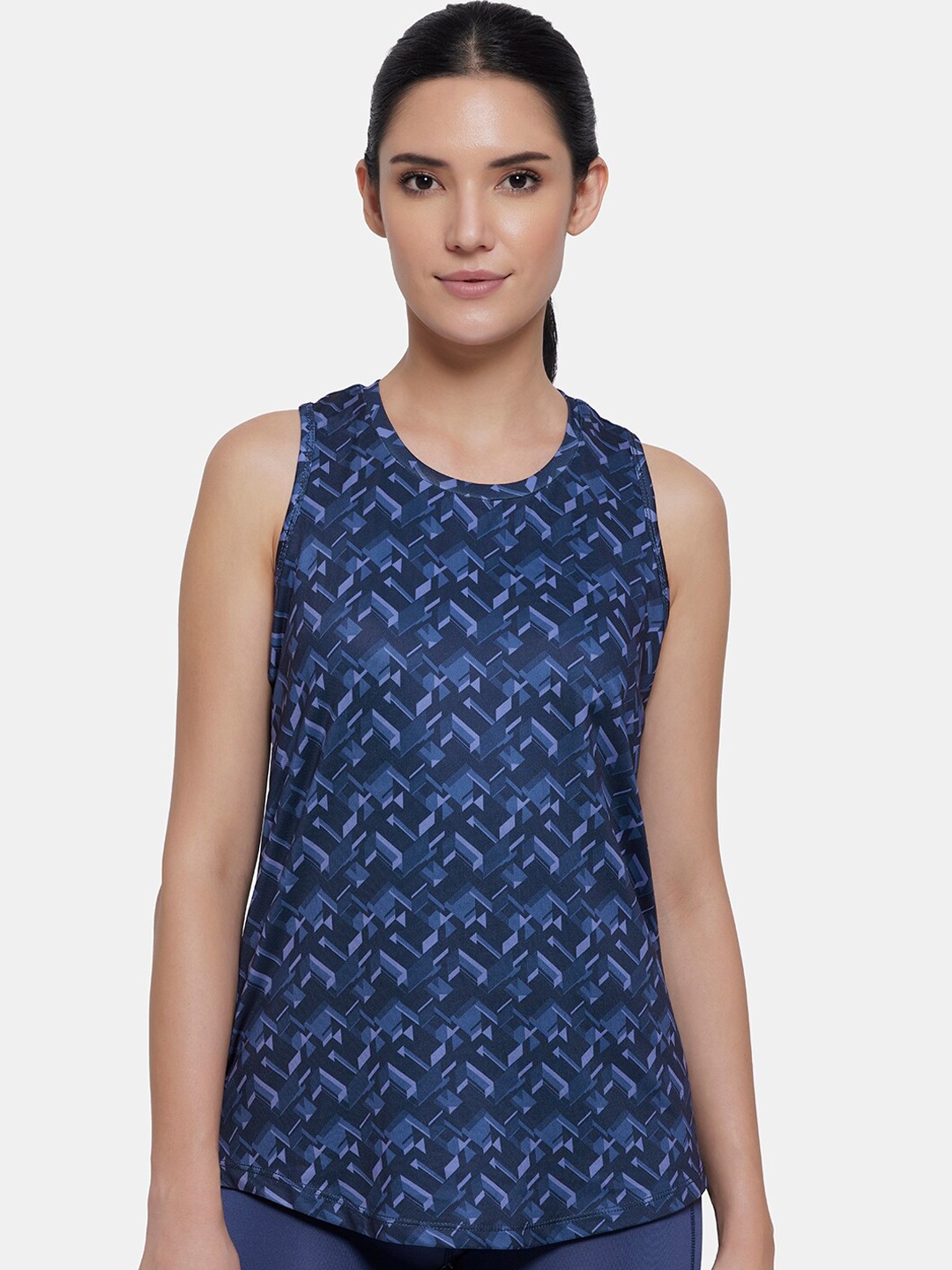 

Amante Women Blue Geometric Printed Tank Top