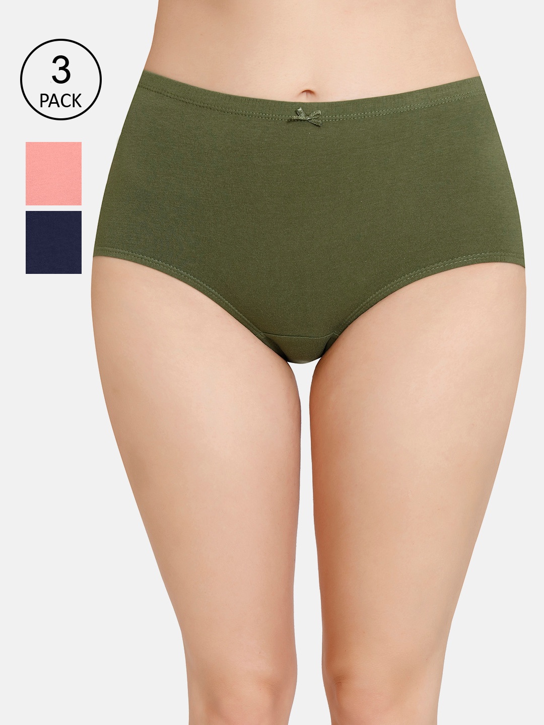 

Amante Women Pack Of 3 Solid High-Rise High Waist Basic Briefs, Green