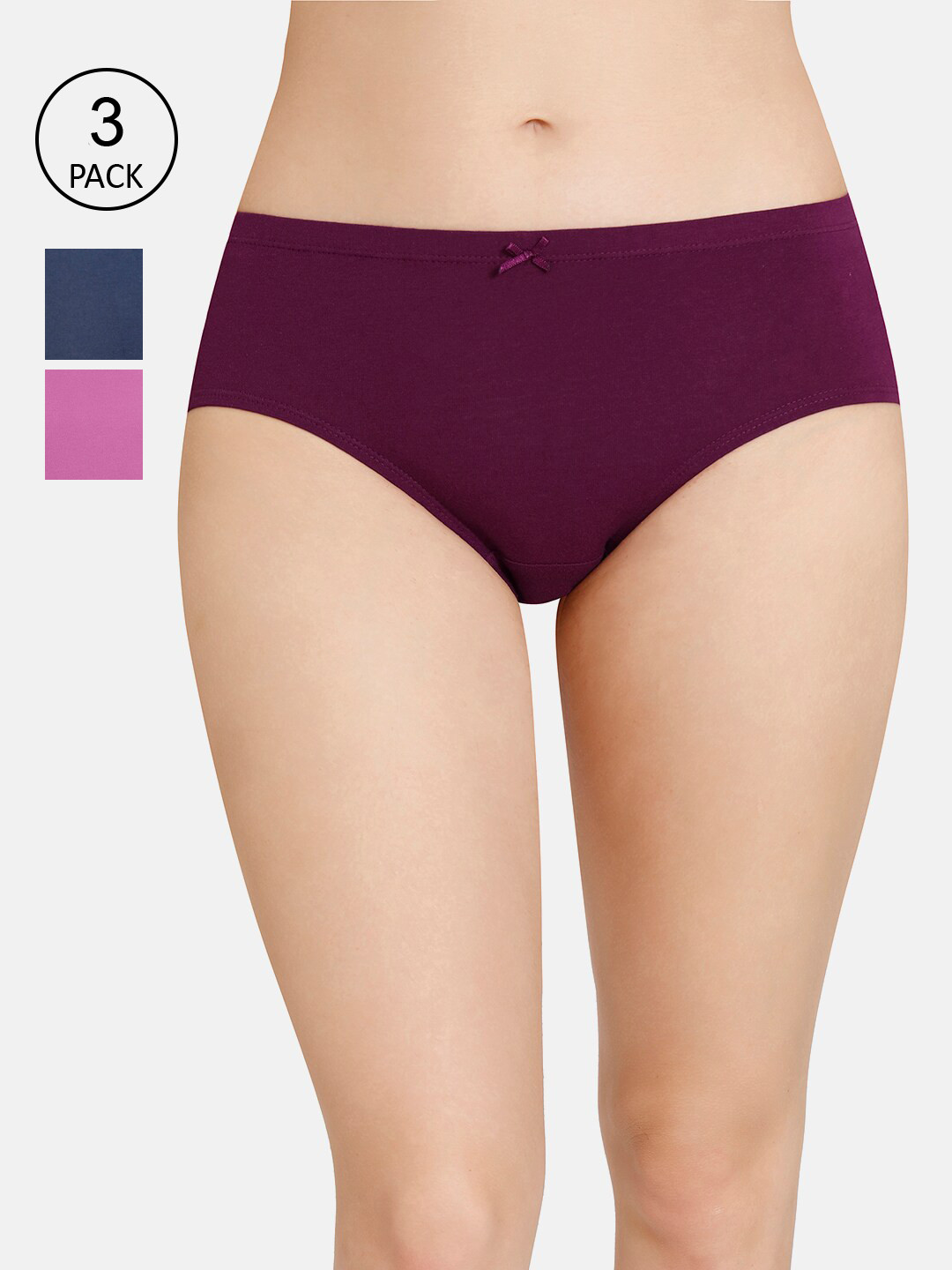 

Amante Women Solid Pack of 3 Mid Rise Hipster Brief - PPK43005, Blue