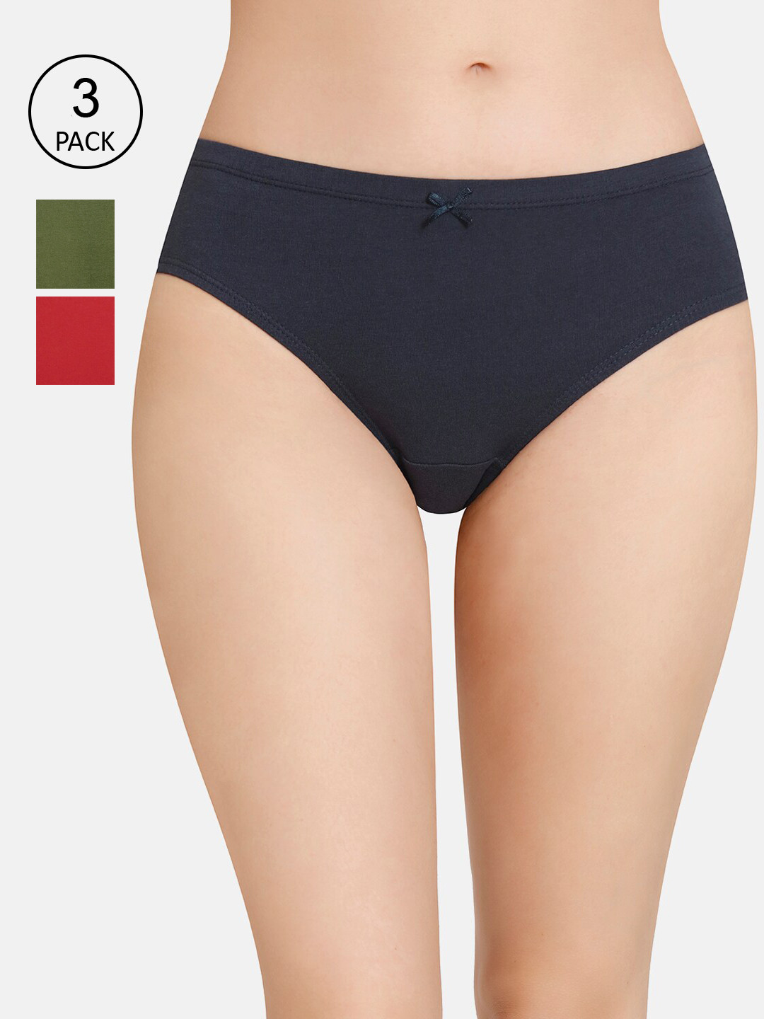 

Amante Women Solid Pack of 3 Mid Rise Bikini Brief - PPK33005, Red