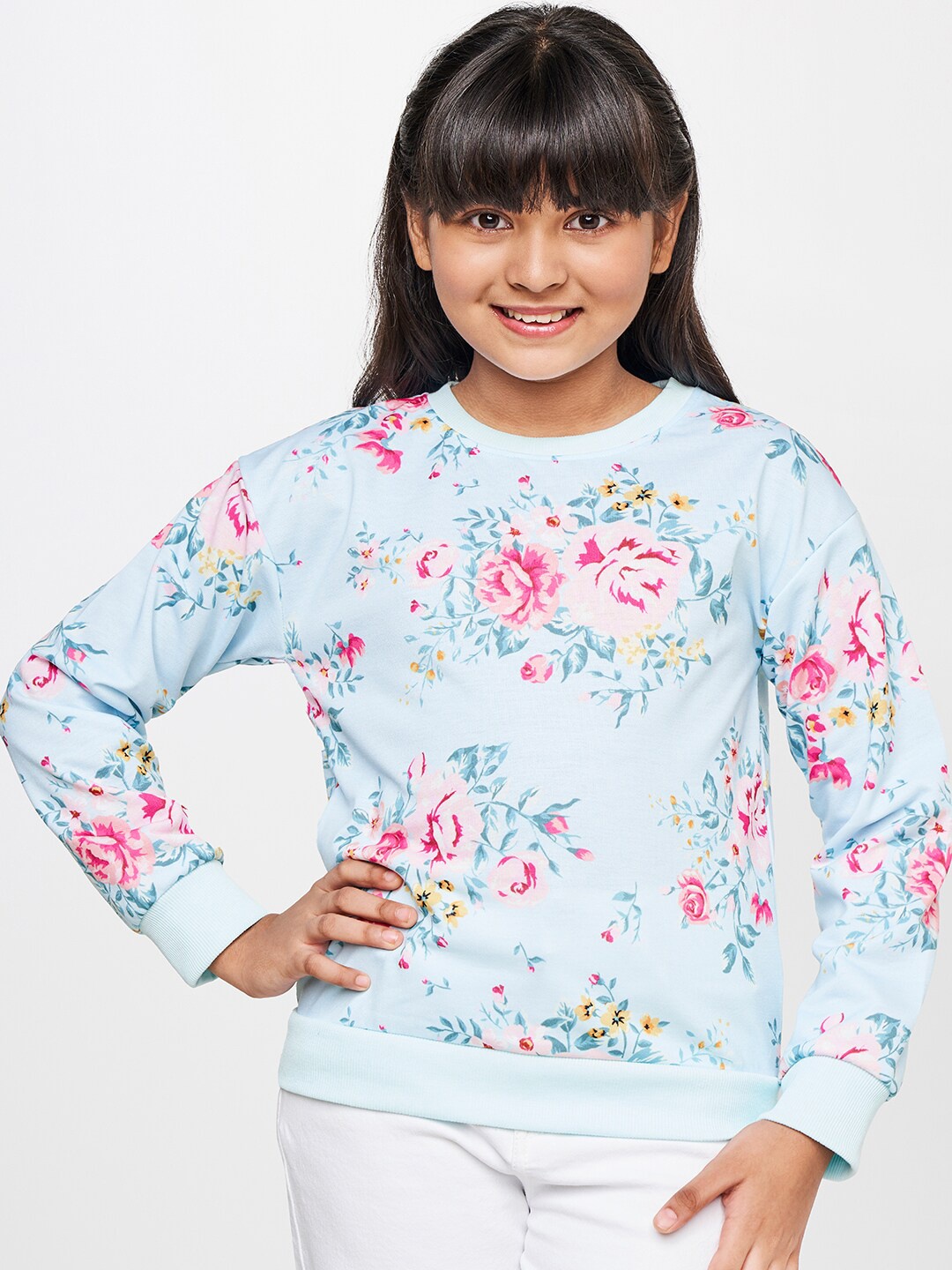 

AND Blue & Pink Floral Print Top
