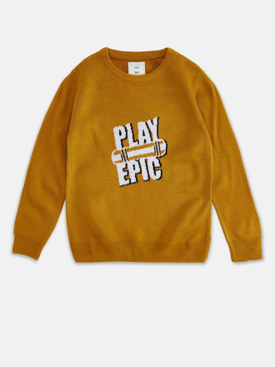 

Pantaloons Junior Boys Yellow & White Typography Printed Pullover