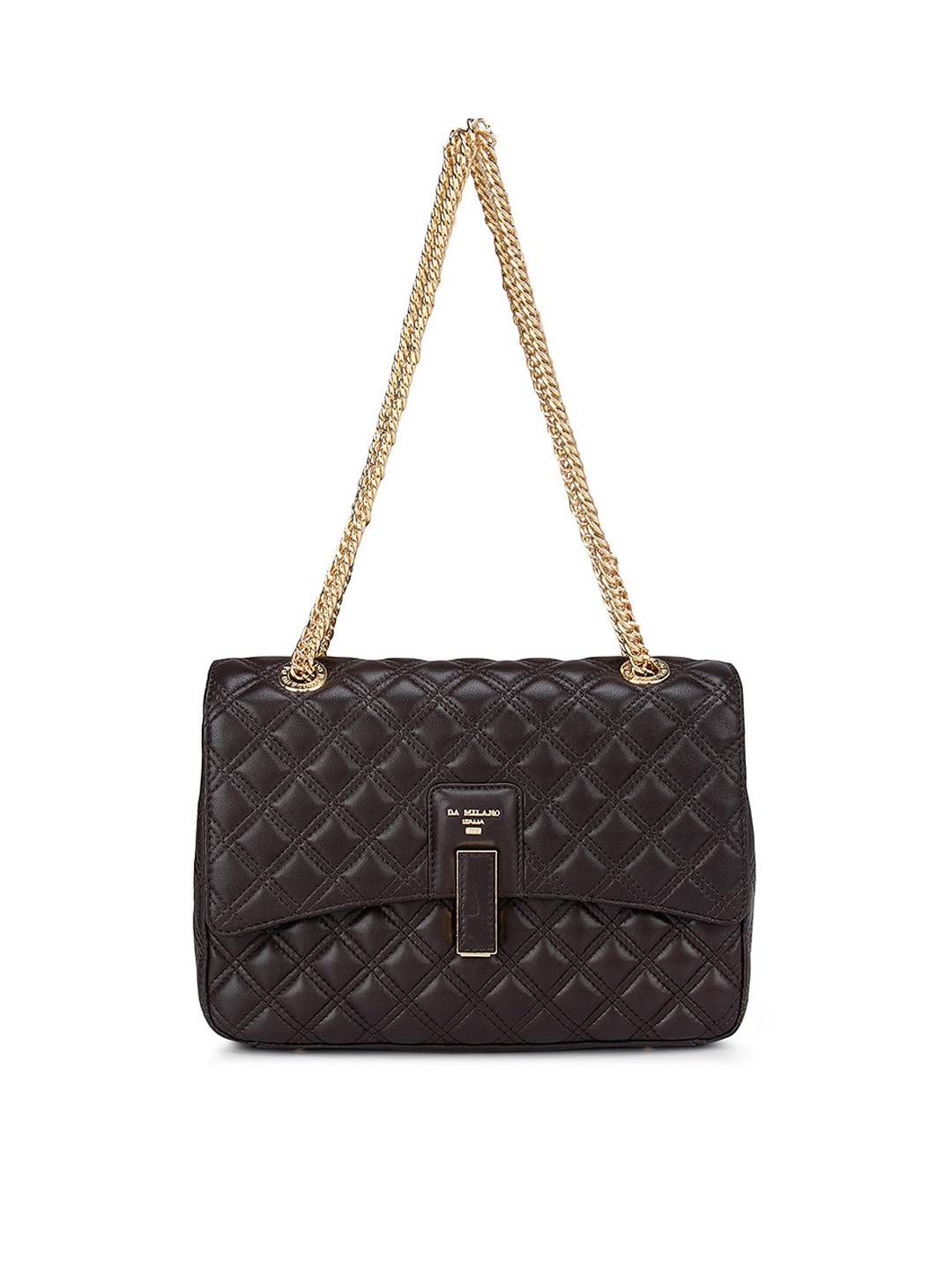 

Da Milano Brown Textured Leather Structured Quilted Handheld Bag