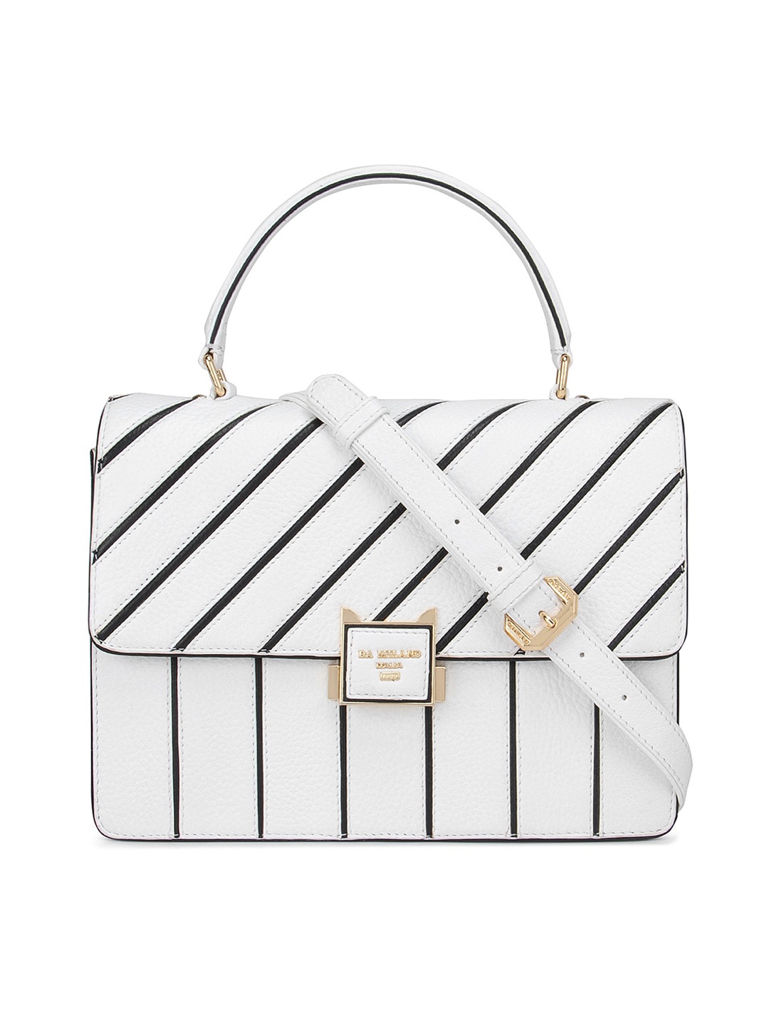 

Da Milano Women White Leather Oversized Structured Satchel with Quilted