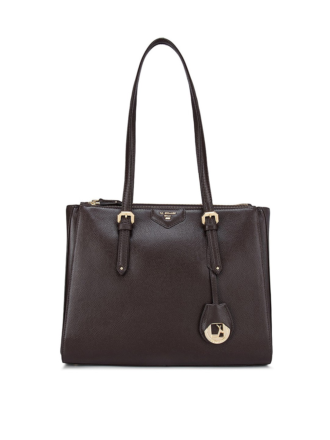 

Da Milano Brown Leather Structured Shoulder Bag