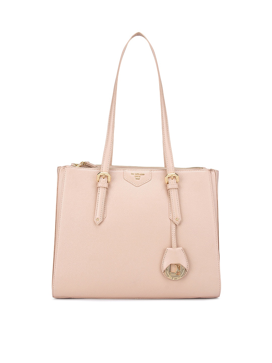 

Da Milano Pink Solid Leather Structured Shoulder Bag