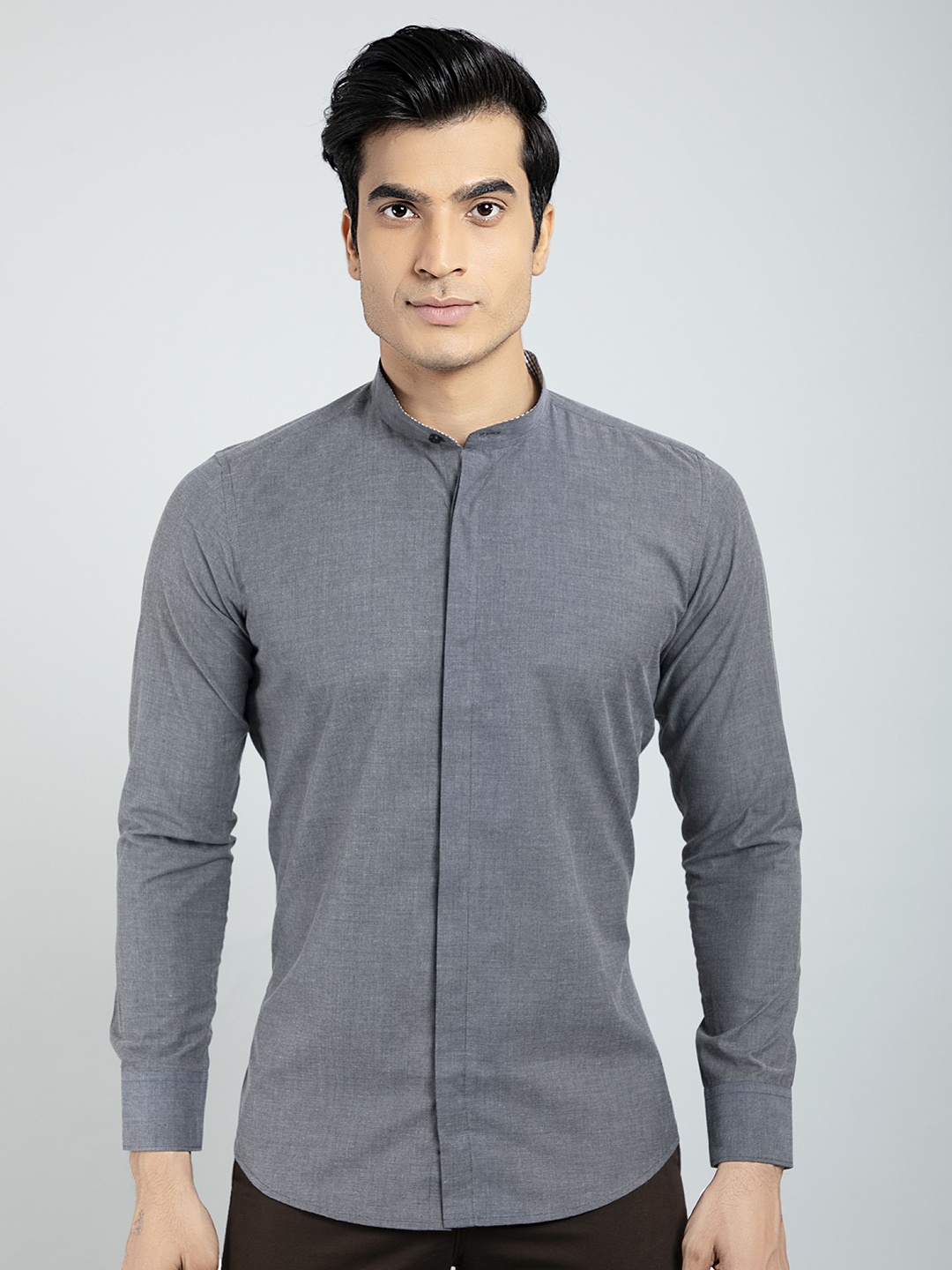

AMRUTVARSHA CREATION Men Grey Solid Formal Shirt