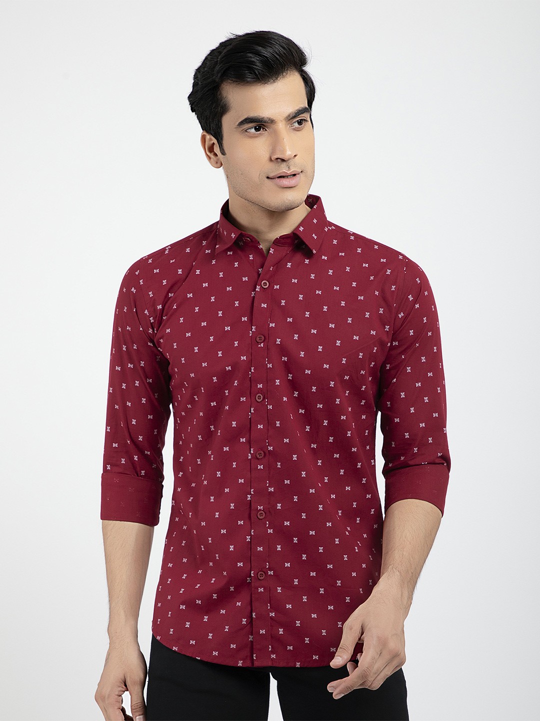

AMRUTVARSHA CREATION Men Maroon Printed Formal Shirt