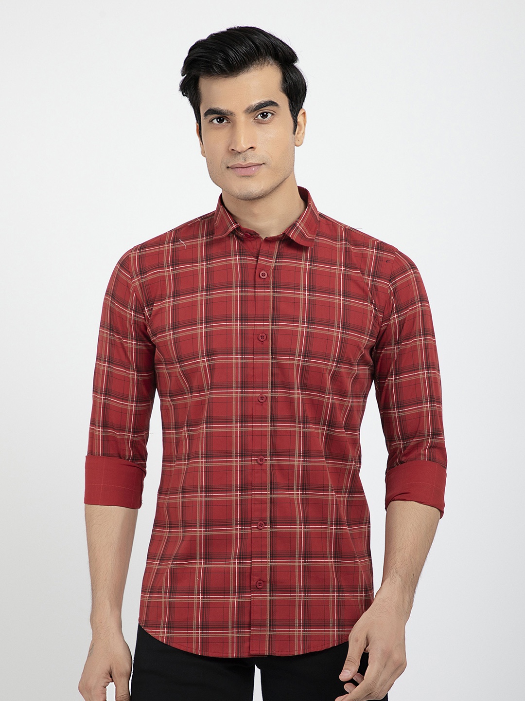 

AMRUTVARSHA CREATION Men Red Regular Fit Tartan Pure Cotton Checked Casual Shirt