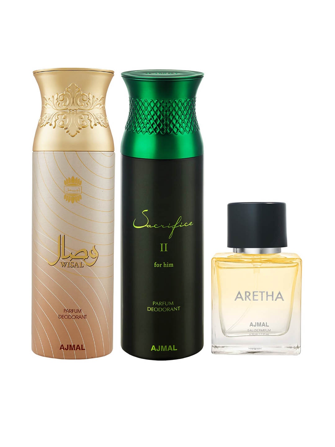 

Ajmal Set Of 3 Sacrifice & Aretha Perfumes 450ml, Yellow