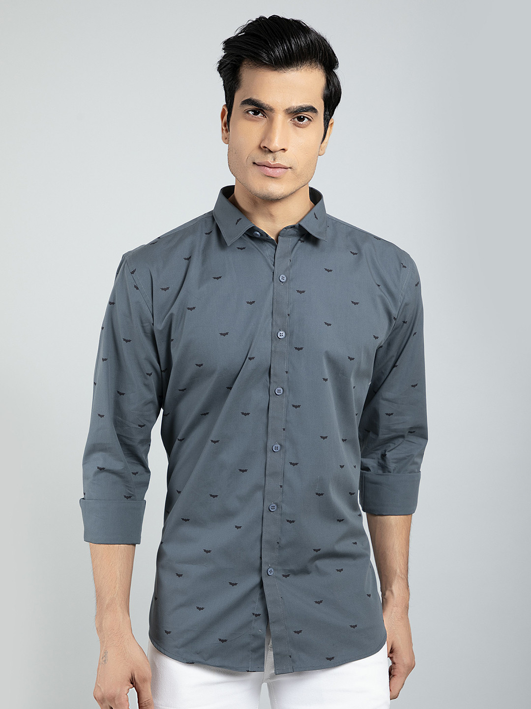 

AMRUTVARSHA CREATION Men Pure cotton Grey Printed Casual Shirt