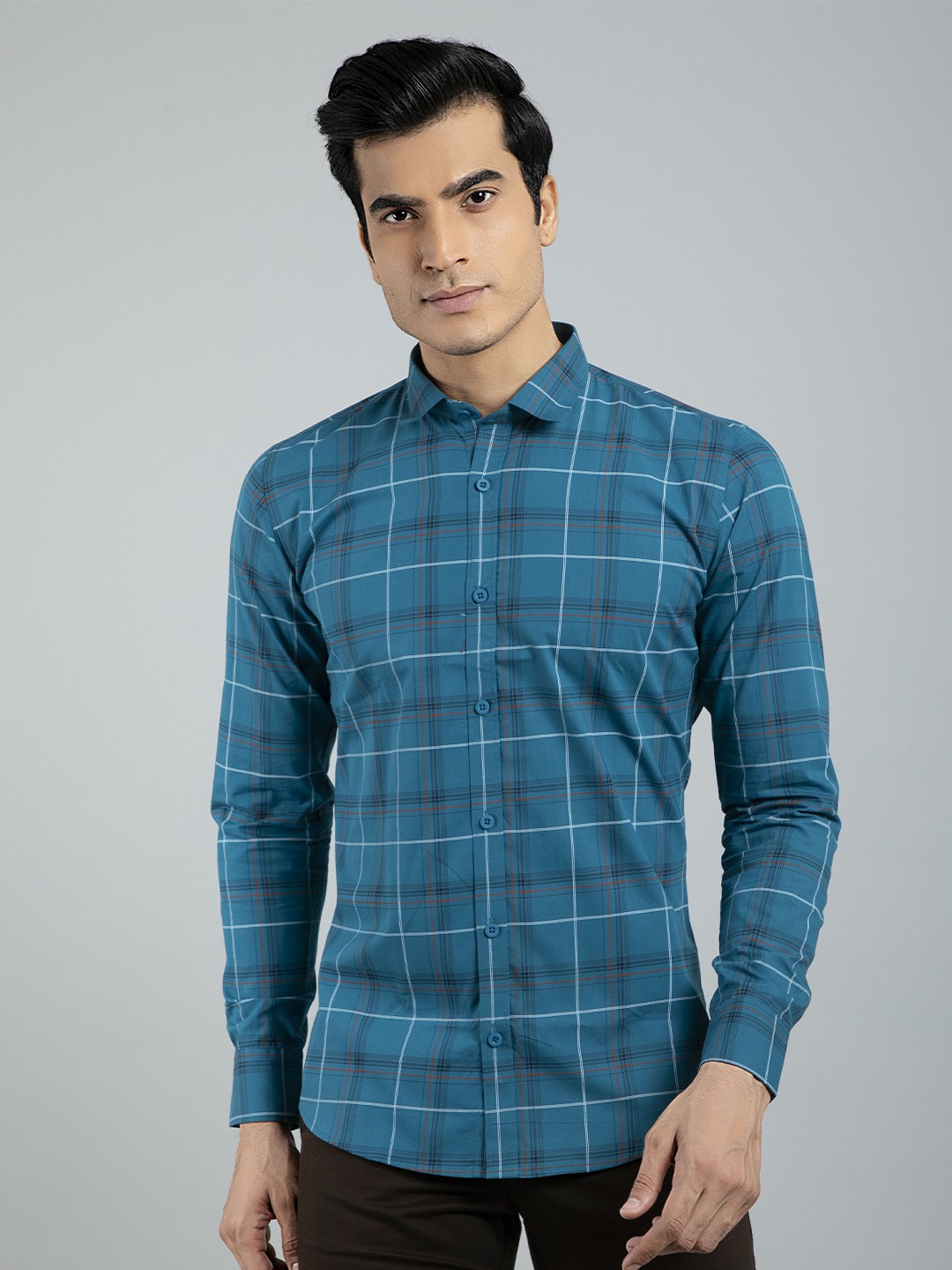 

AMRUTVARSHA CREATION Men Blue Tartan Checks Pure cotton Casual Shirt