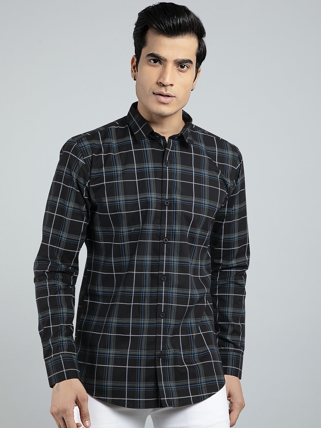 

AMRUTVARSHA CREATION Men Pure cotton Black Tartan Checks Checked Casual Shirt