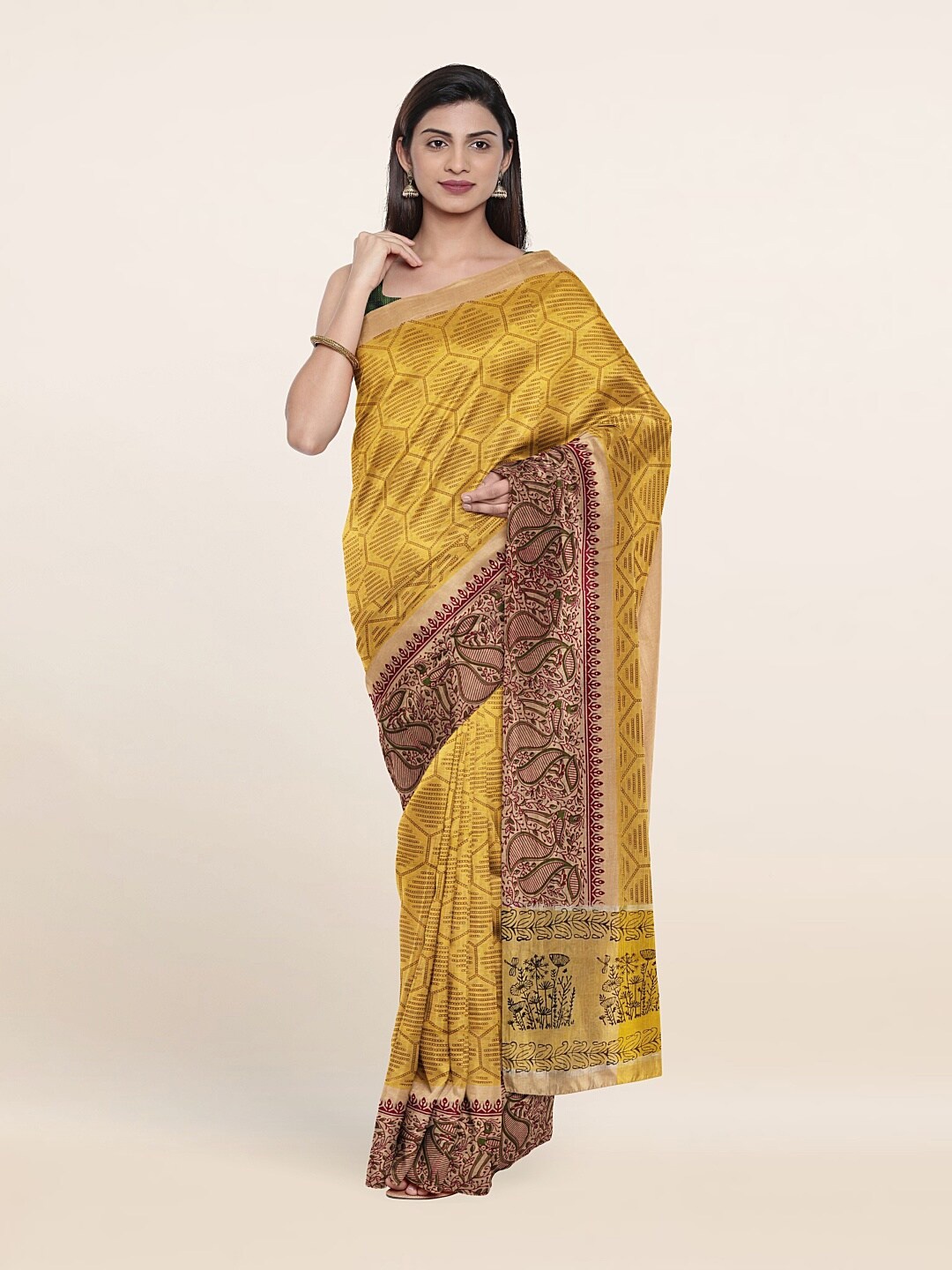 

Pothys Yellow & Maroon Pure Cotton Saree