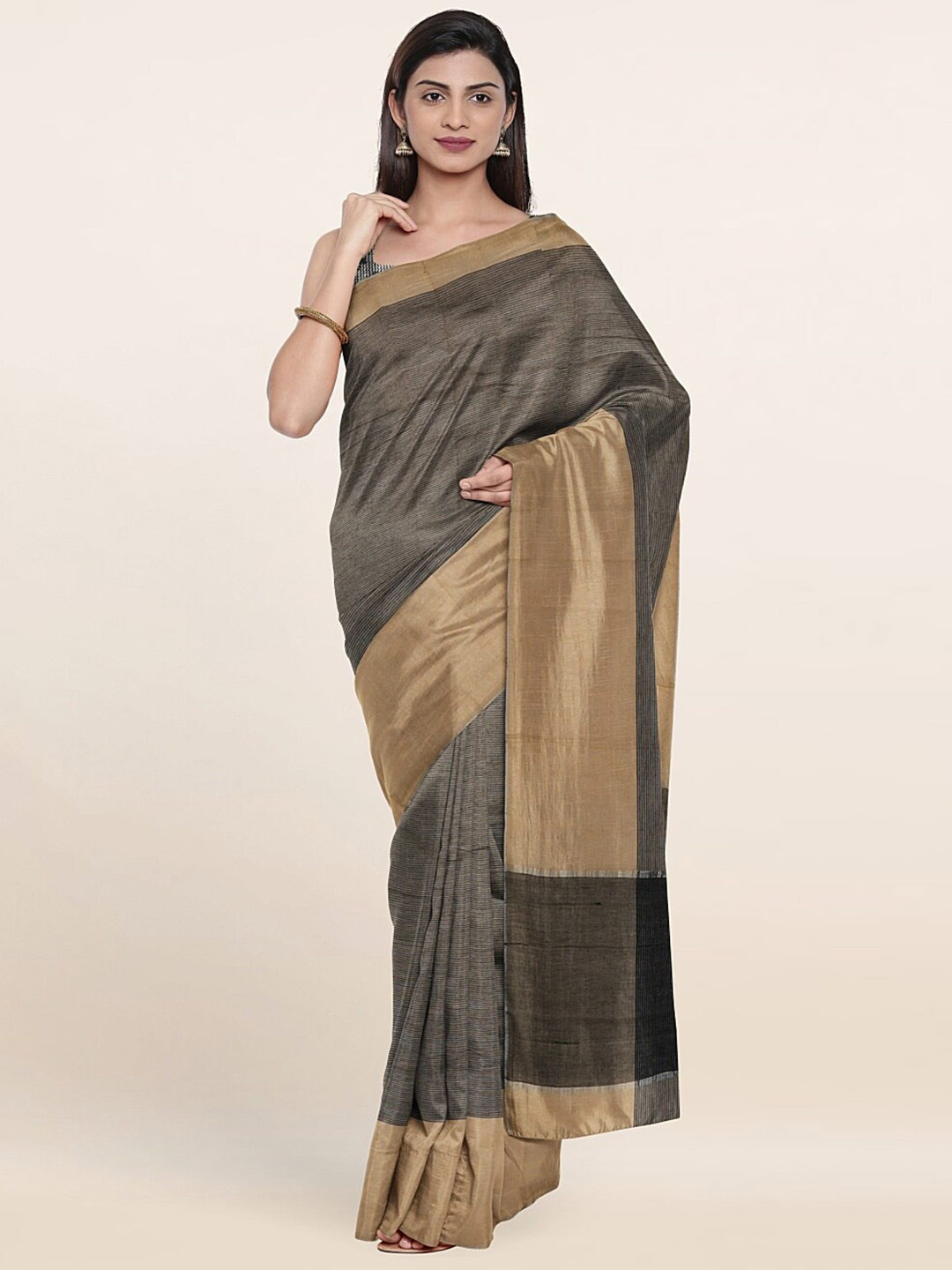 

Pothys Grey & Khaki Pure Cotton Saree