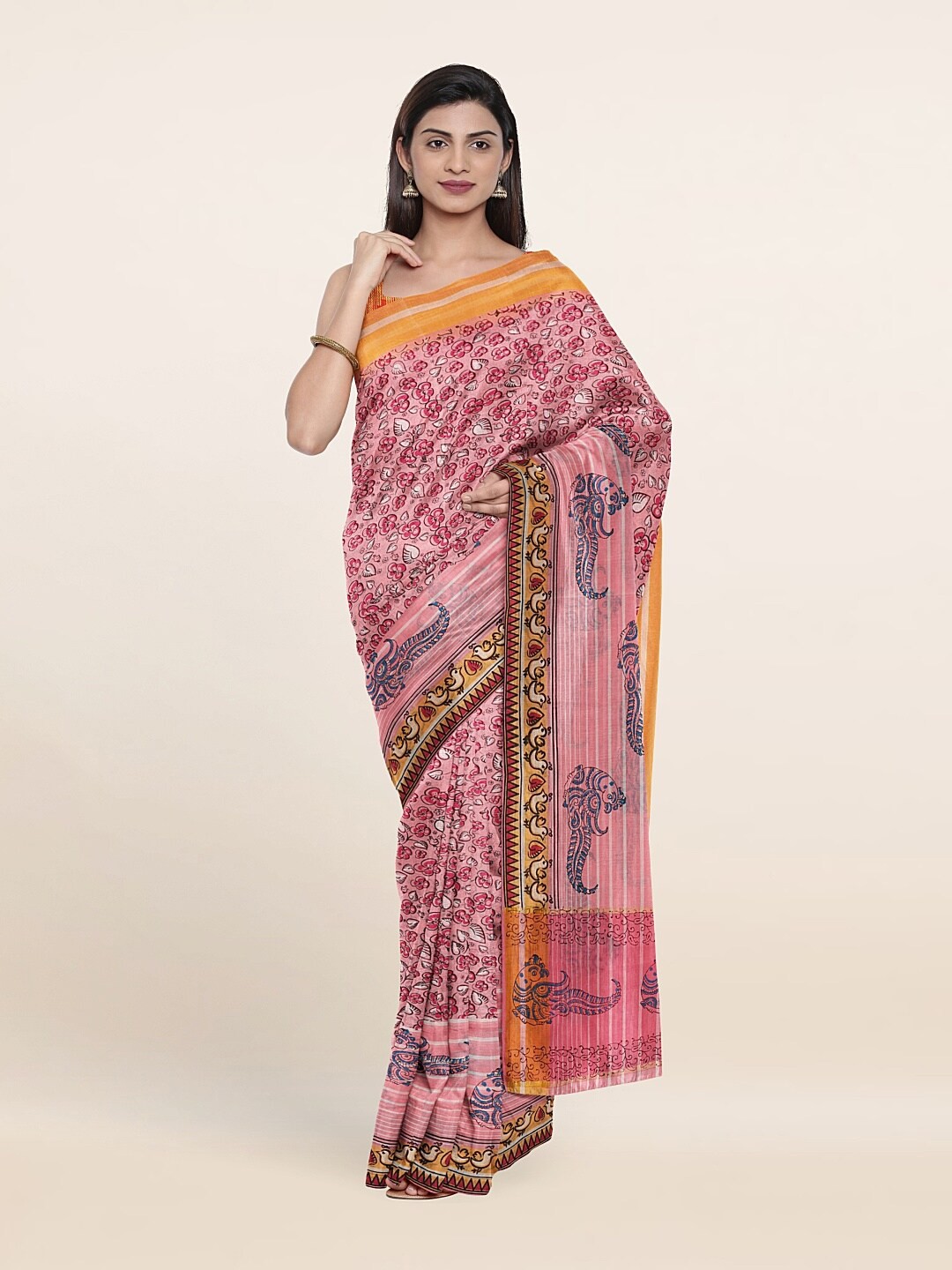 

Pothys Pink Floral Pure Cotton Saree